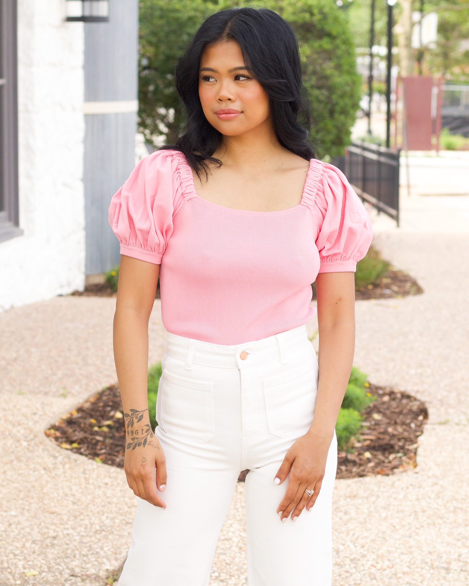 Pink Knit Cap Sleeve Top