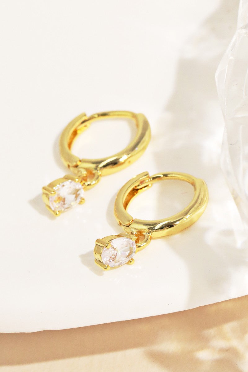 Gold Dipped Rhinestone Huggie Hoops