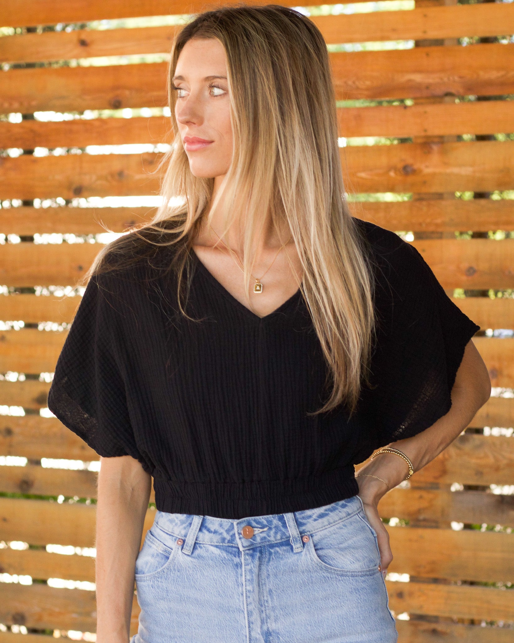 Smocked Waistband Crop Top