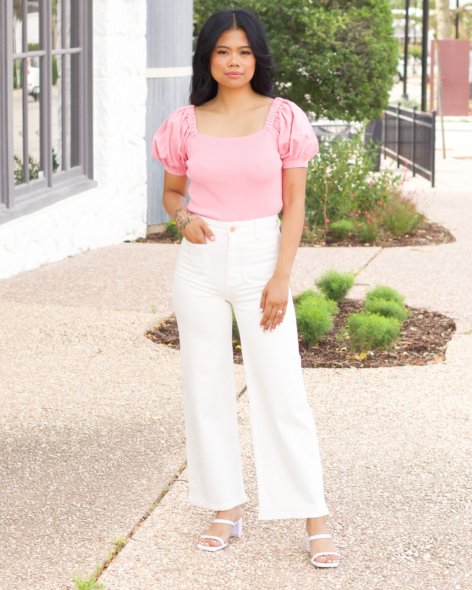 Pink Knit Cap Sleeve Top