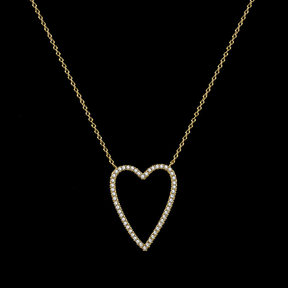 Large Open CZ Heart Necklace