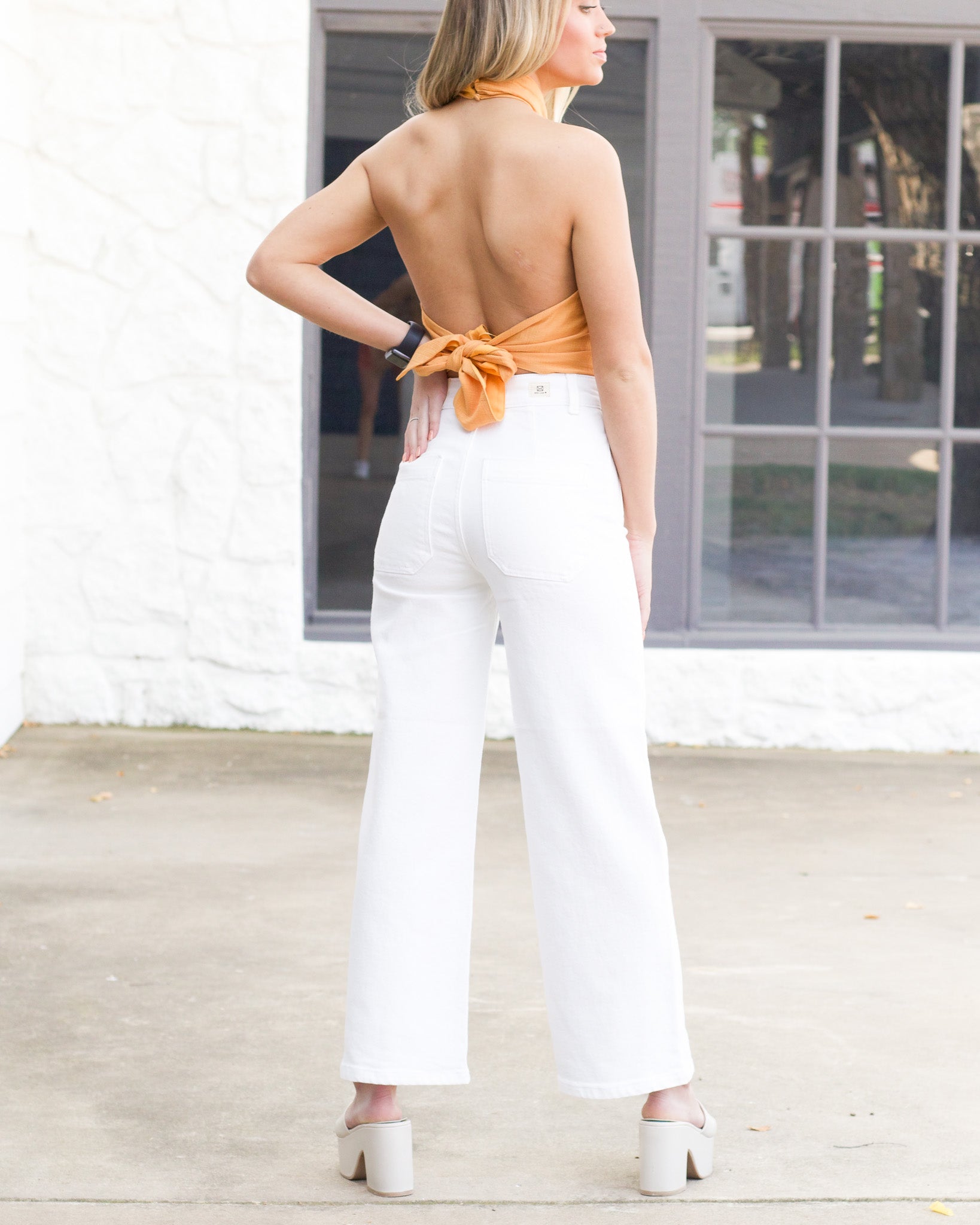 Patch Pocket White Jeans