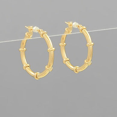 Gold Knot Patterned Hoop Earring