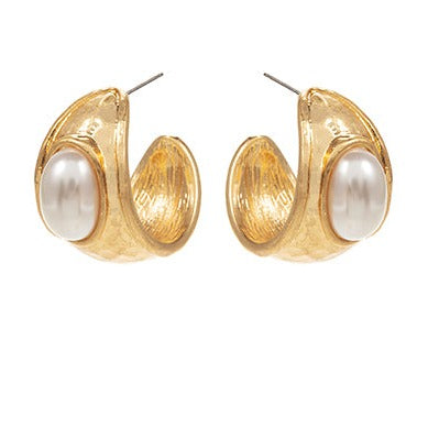 Vintage Gold & Pearl Accent Hoop