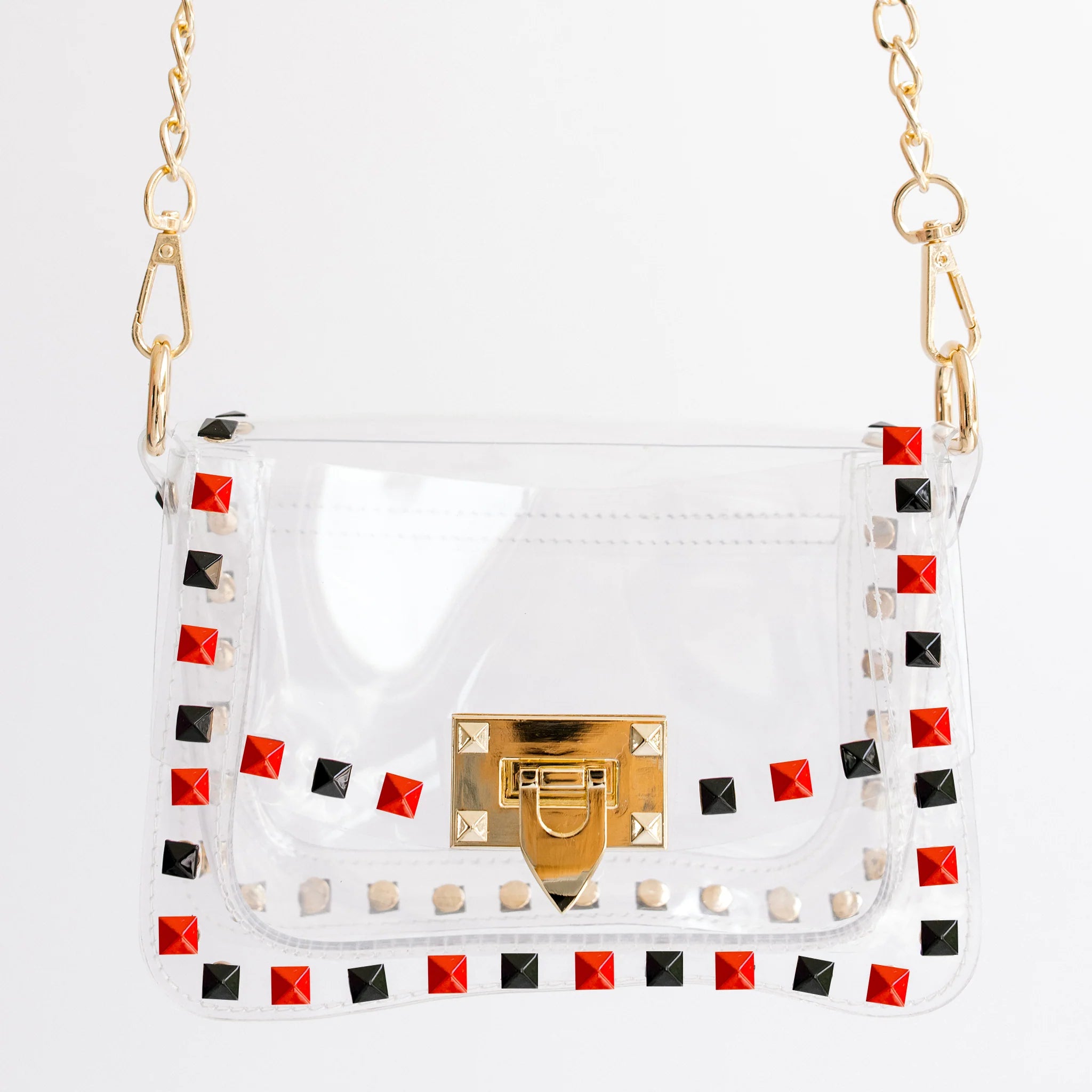 Clear Crossbody Bag - Black & Red Studs