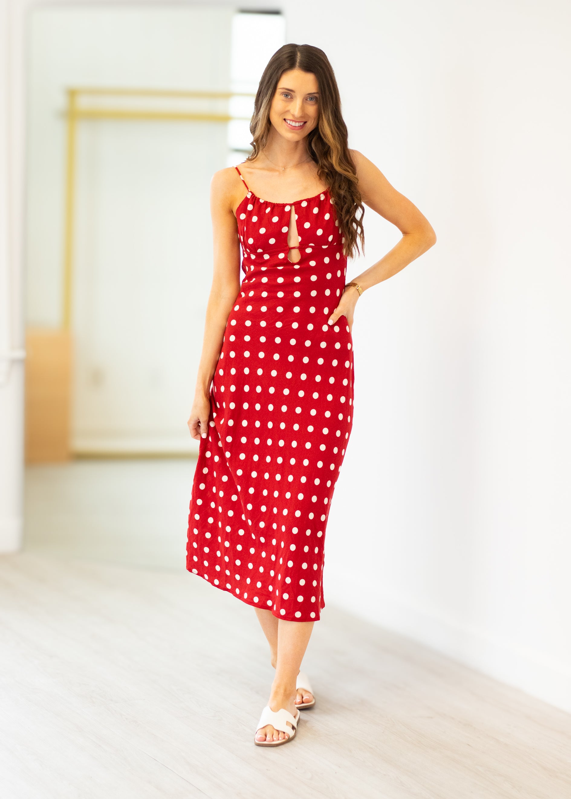 lady in red dress