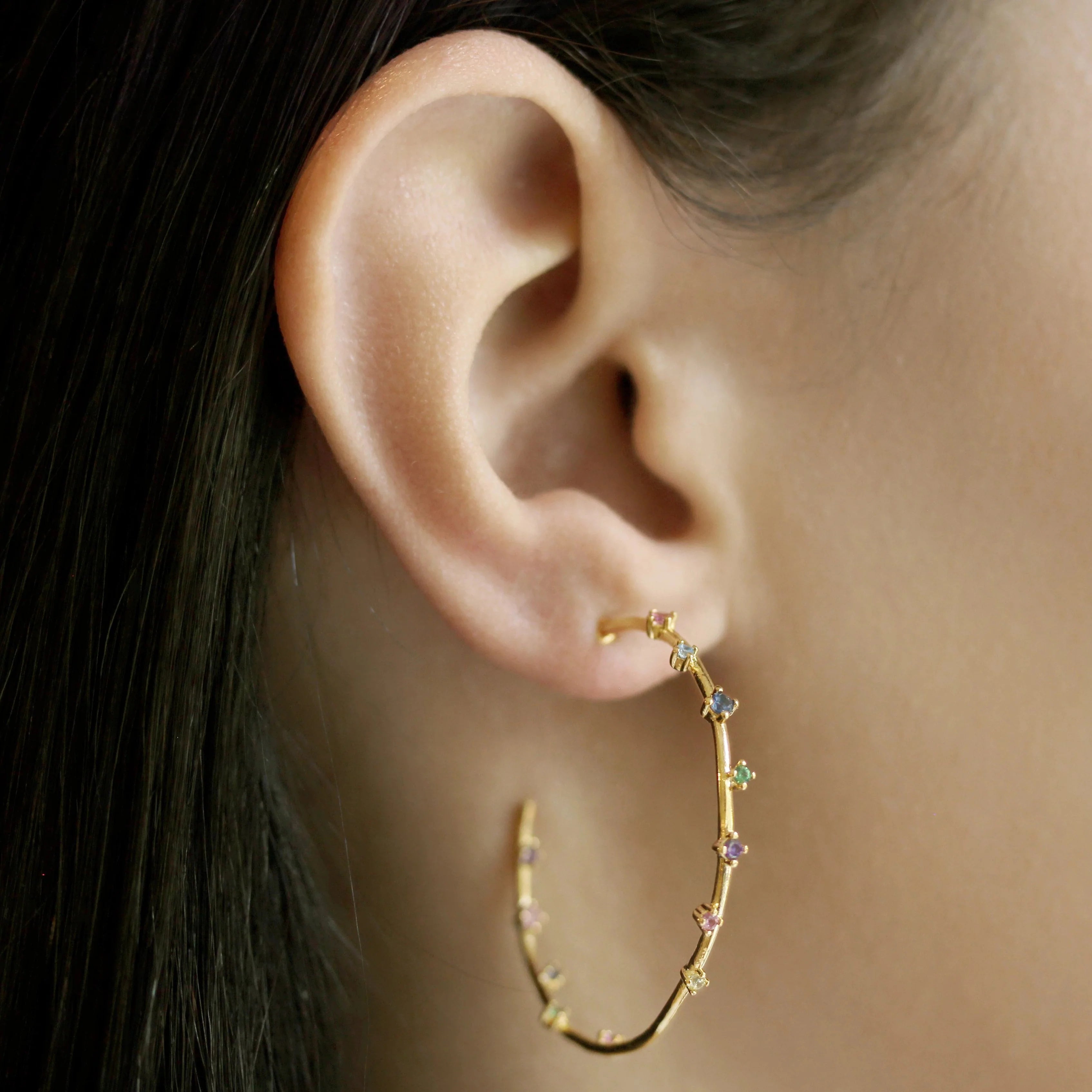 Rainbow Hoop Earring