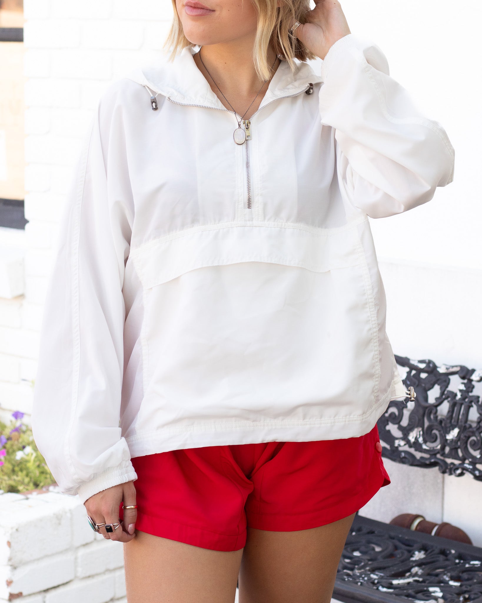 White Half Zip Pullover