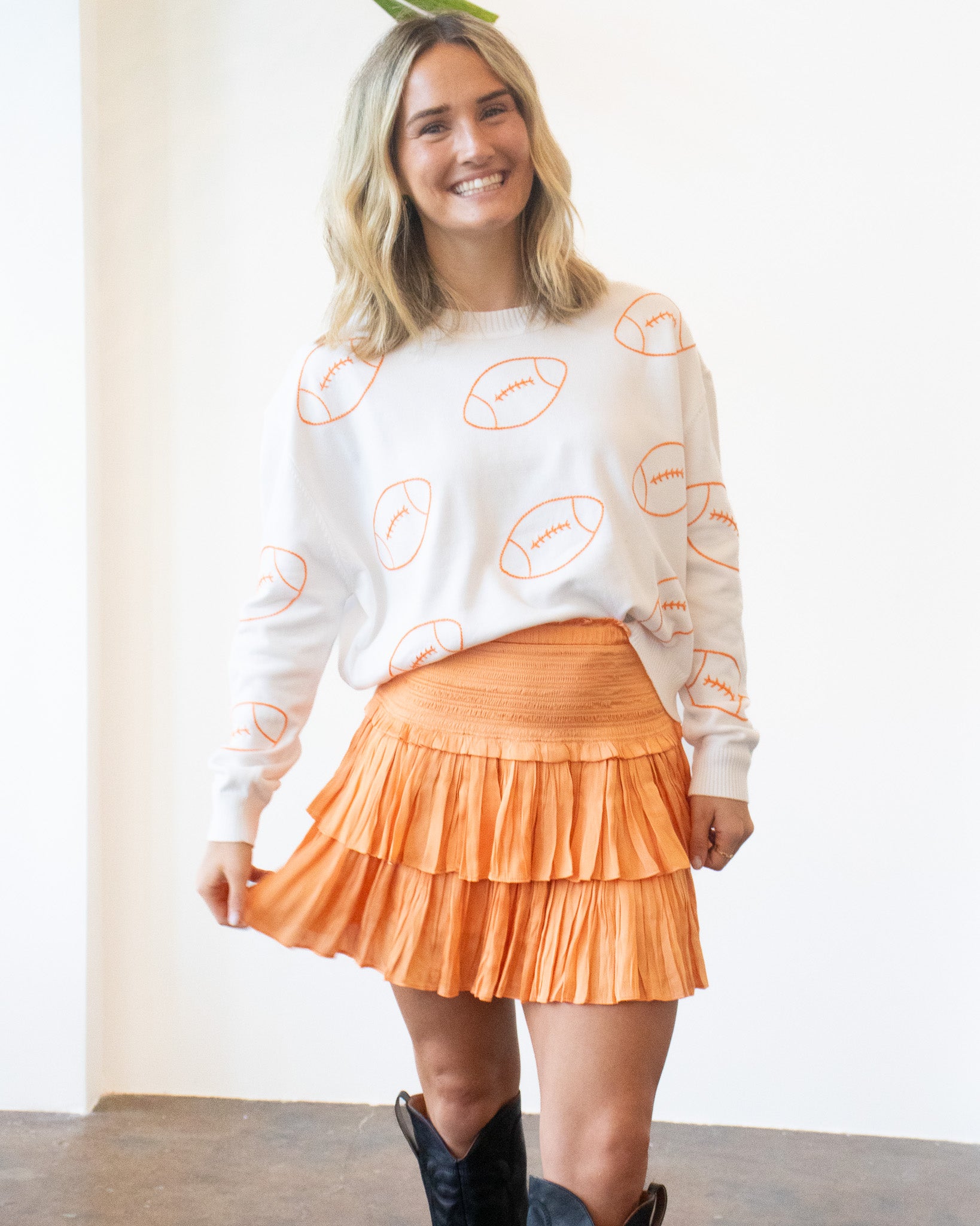 Embroidered Football Knit Sweater