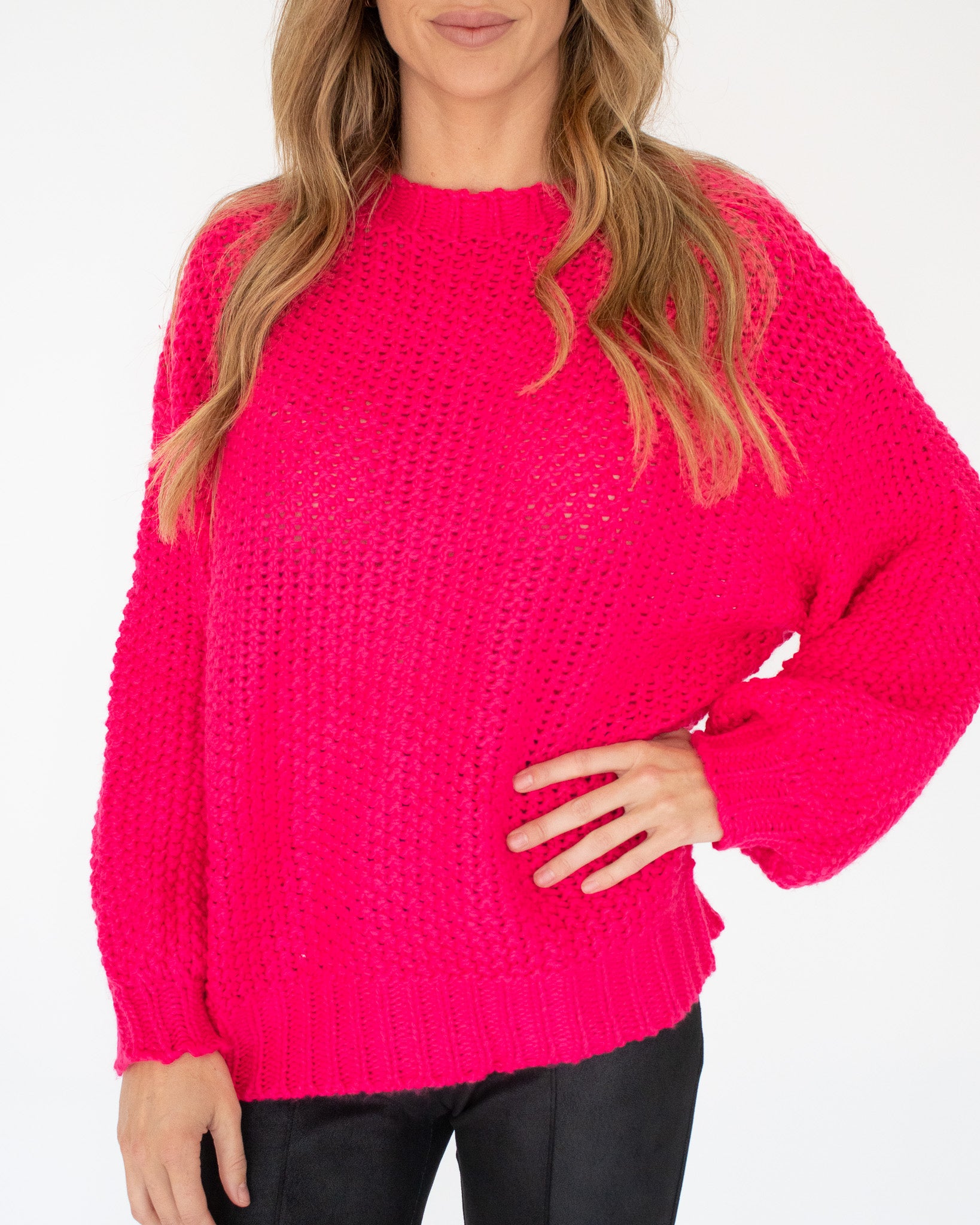 Hot Pink Chunky Knit Sweater