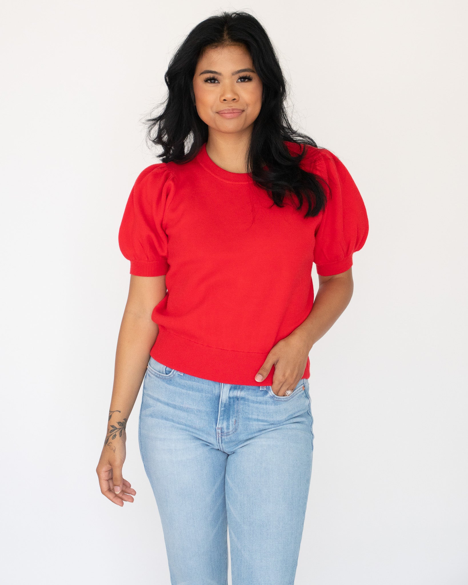 Chili Pepper Puff Sleeve Knit