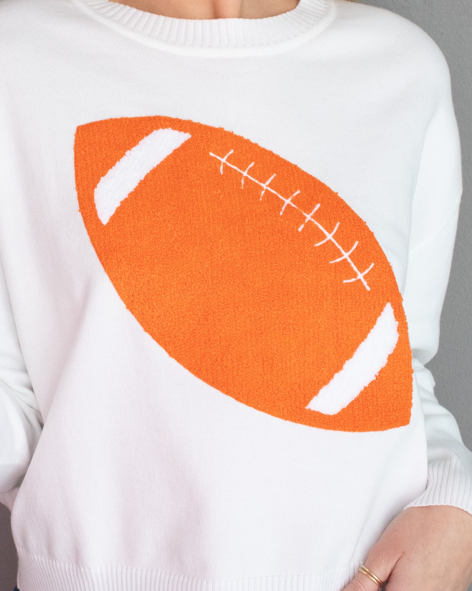 Big Orange Football Embroidered Sweater