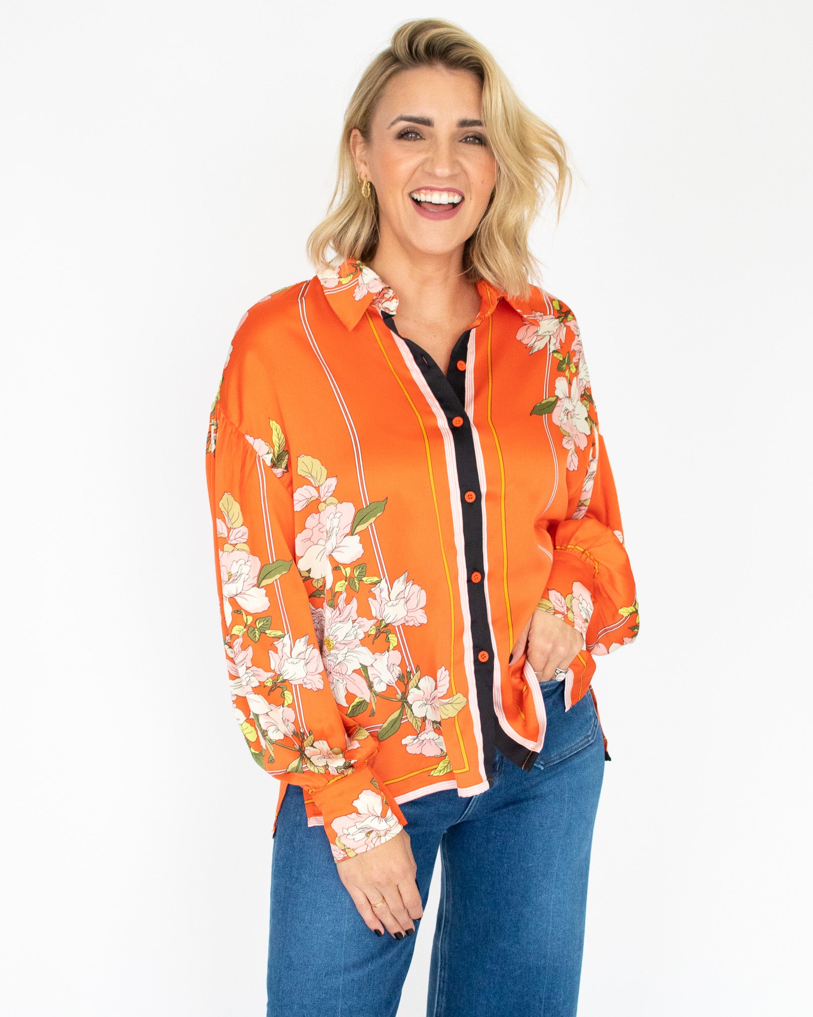 Fall Floral Print Button Down