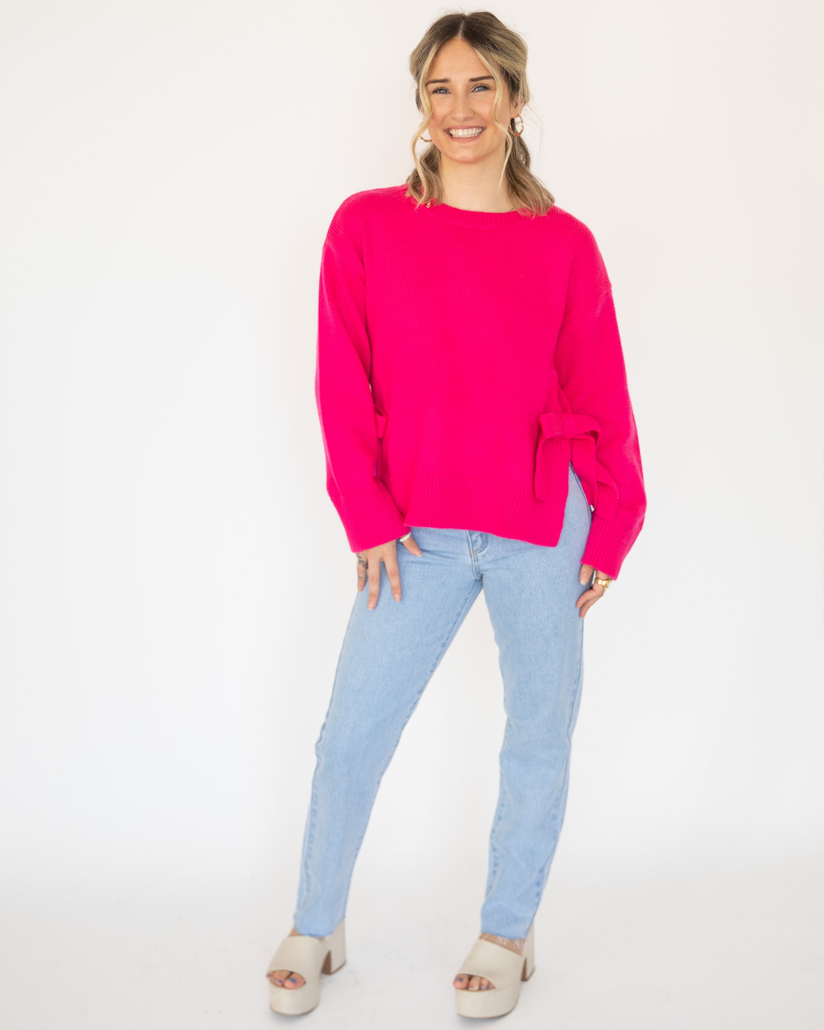 Tied With A Bow Fucshia Sweater