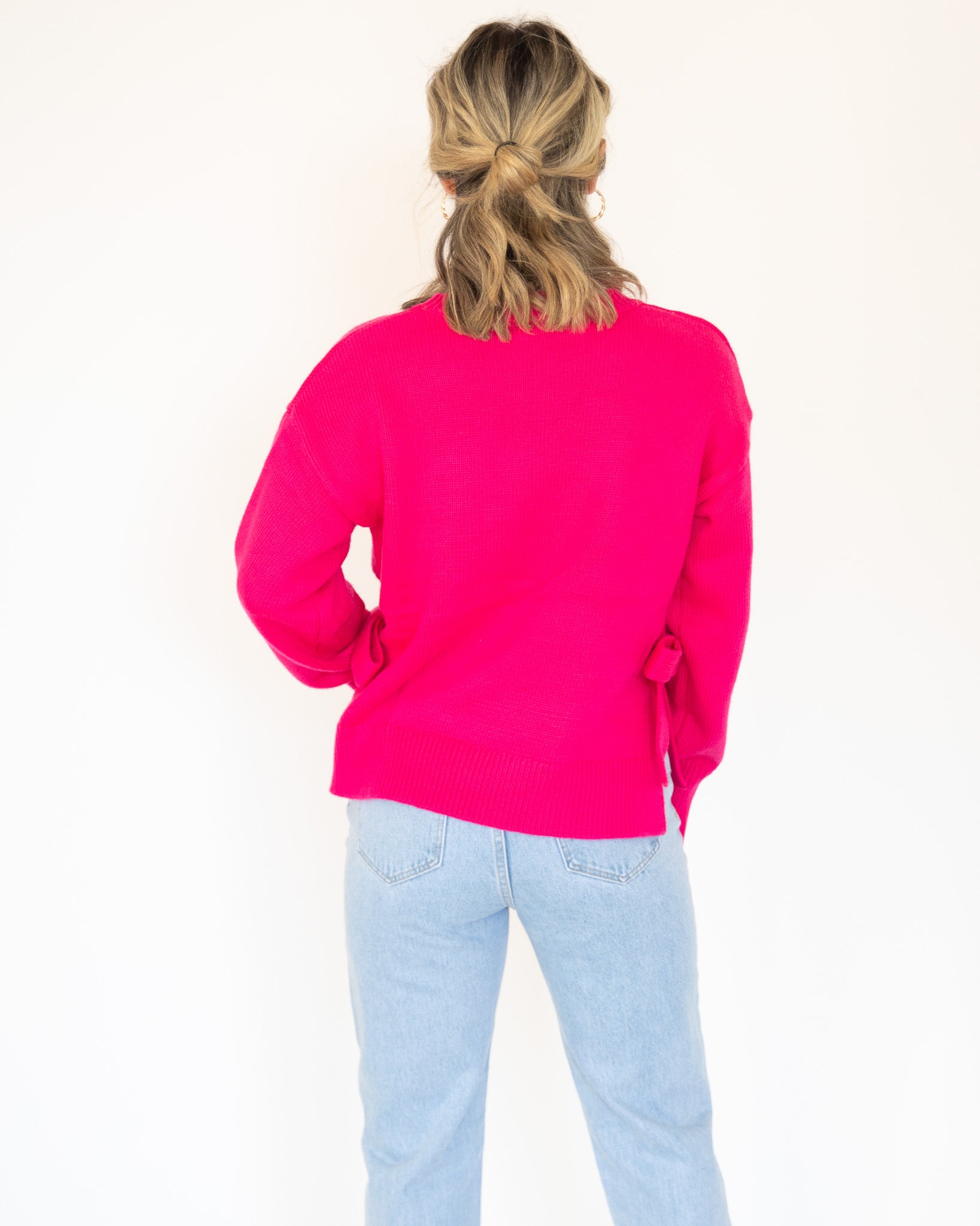 Tied With A Bow Fucshia Sweater