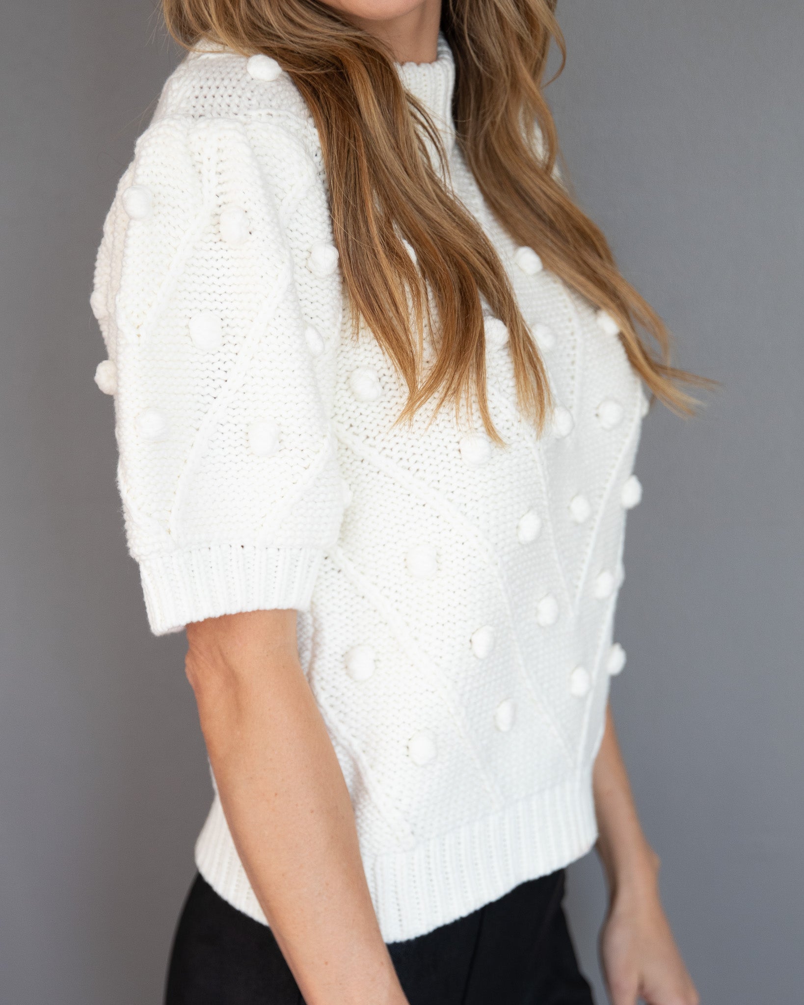 Pom Pom Puff Sleeve Sweater