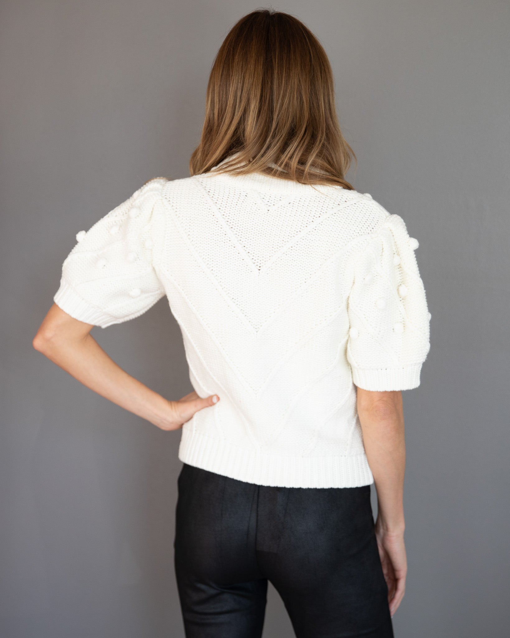 Pom Pom Puff Sleeve Sweater