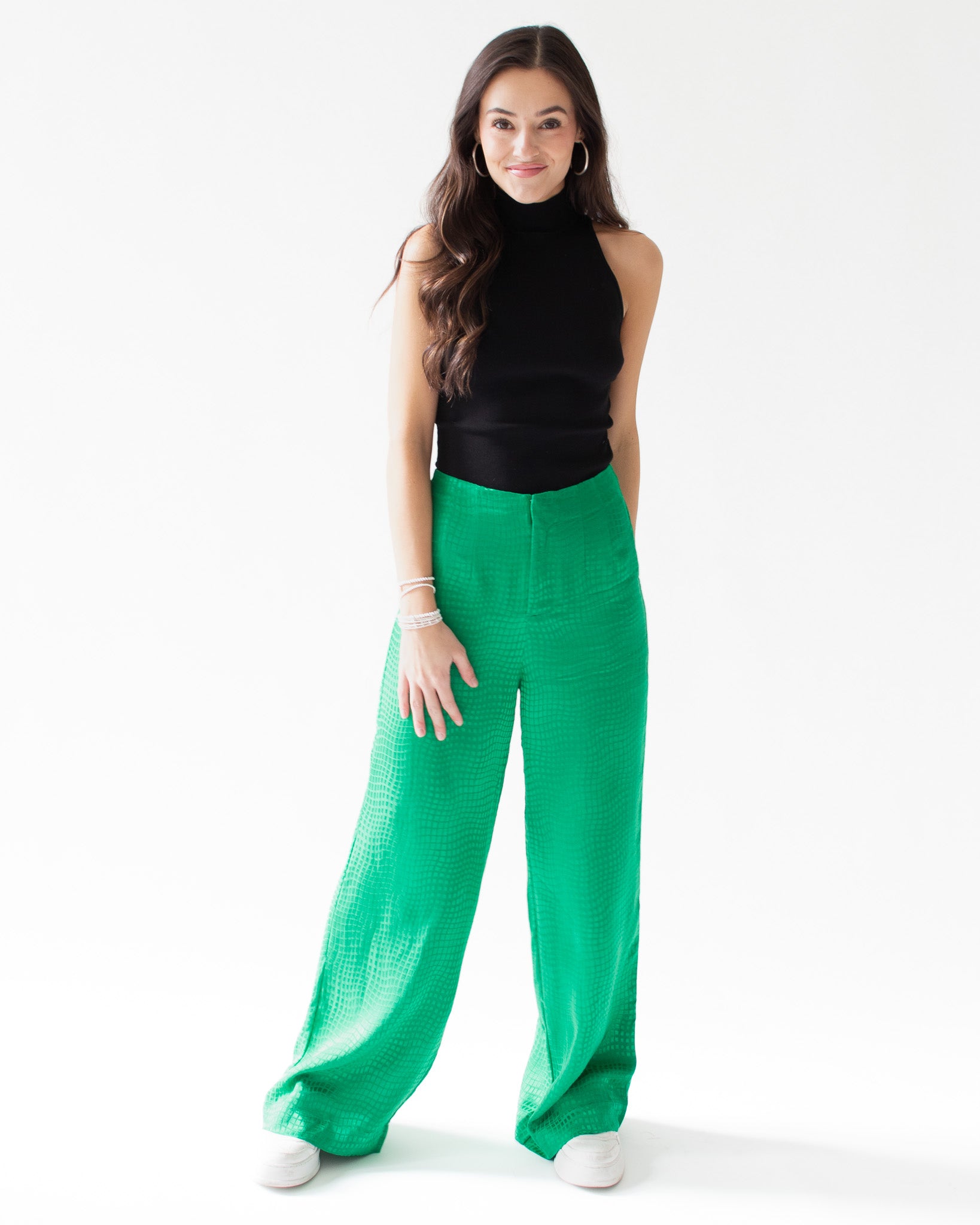 Green Sayla Wide Leg Pants