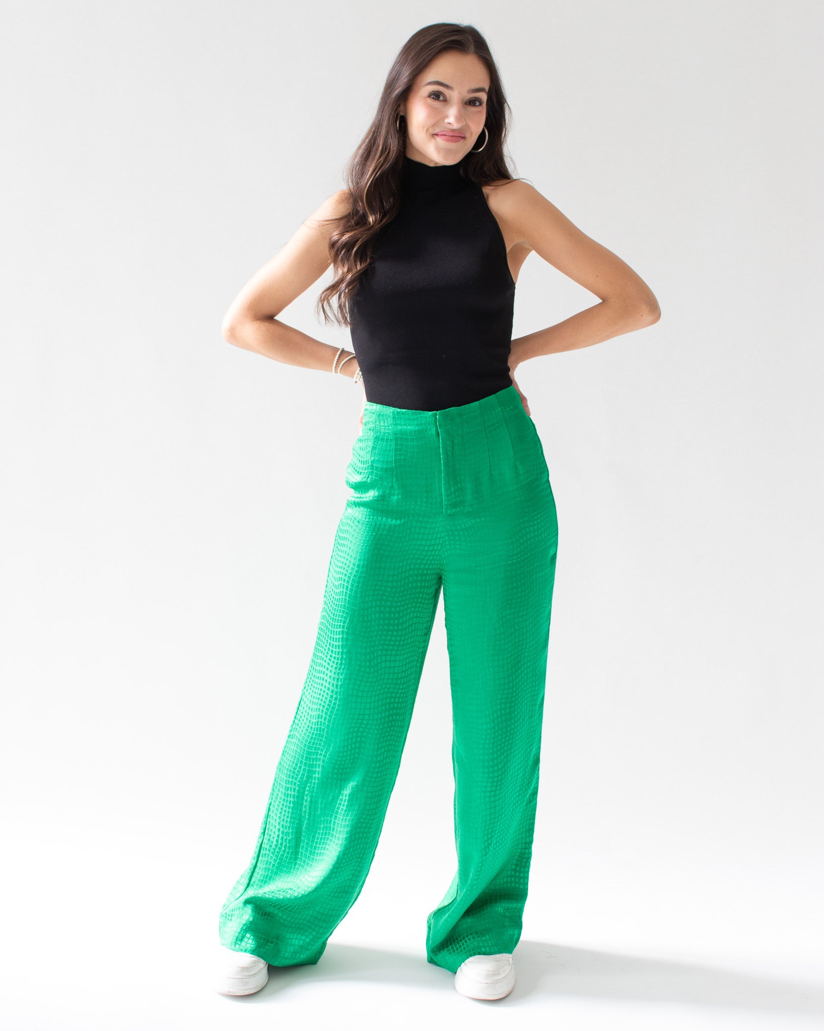 Green Sayla Wide Leg Pants
