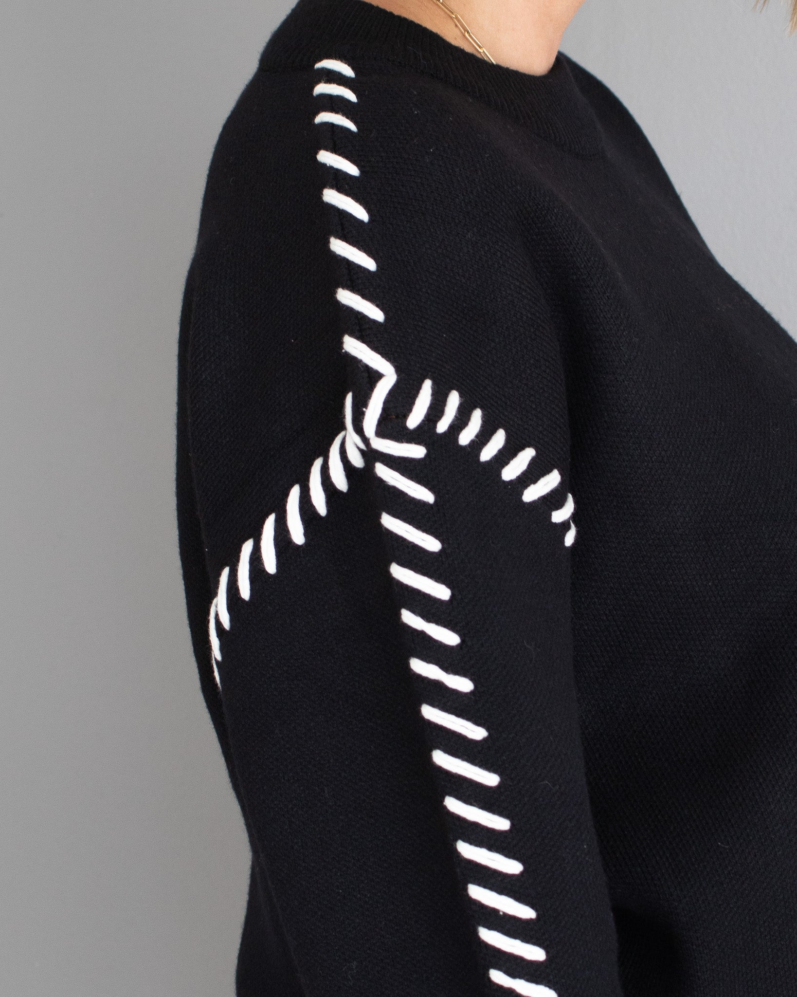 Saved By A Stitch Sweater - Black & White