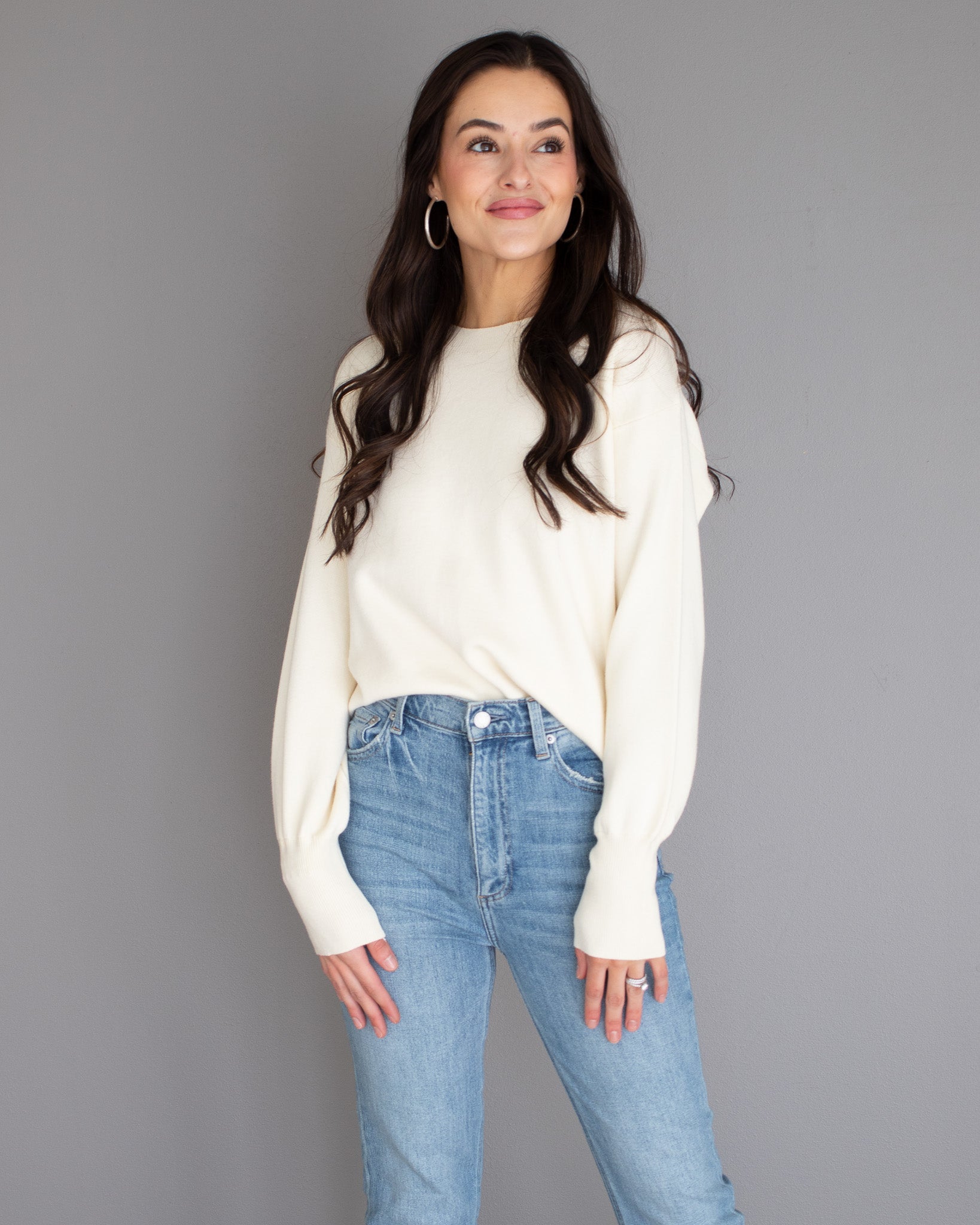 Wide Sleeve Sweater - Arctic Wolf
