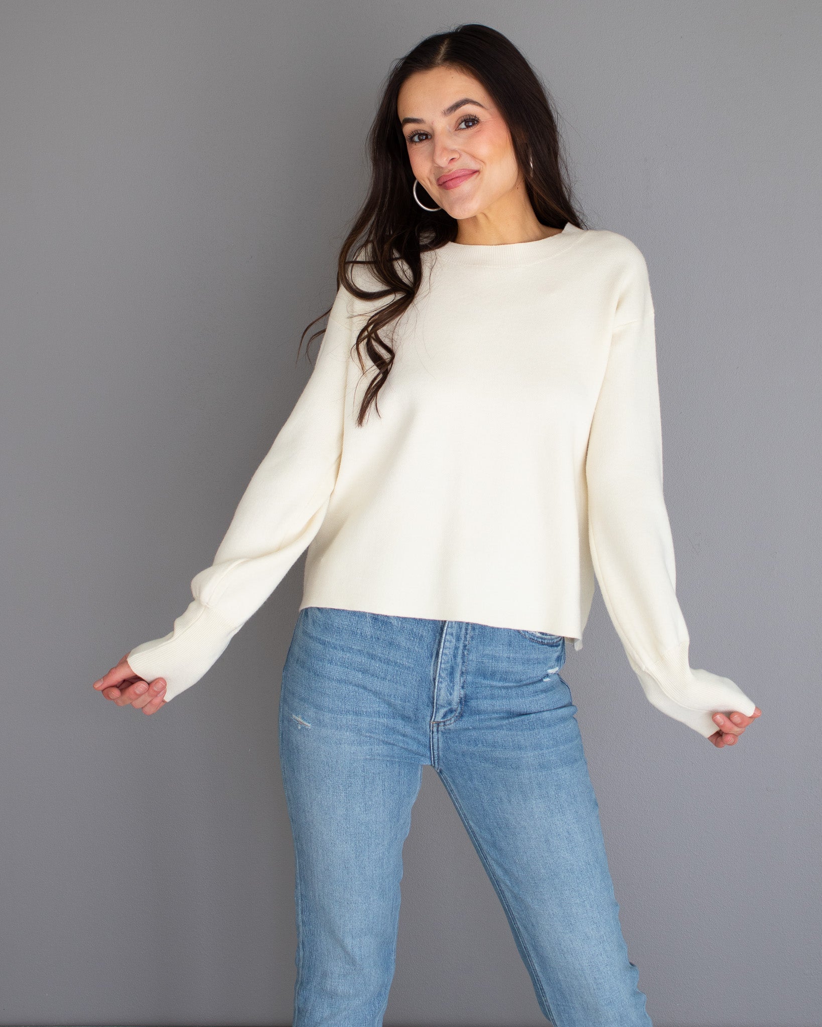 Wide Sleeve Sweater - Arctic Wolf