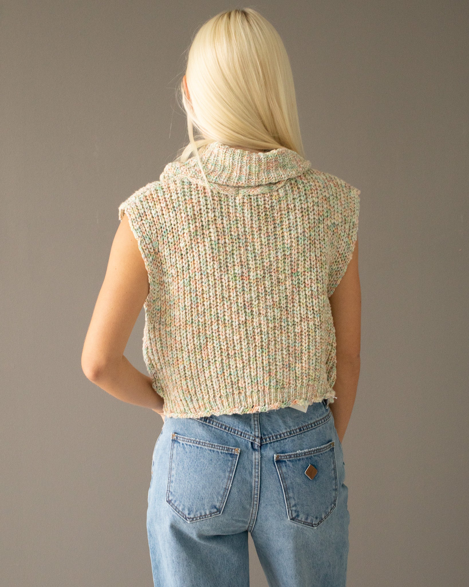 Knit Turtleneck Sleeveless Sweater - Multi
