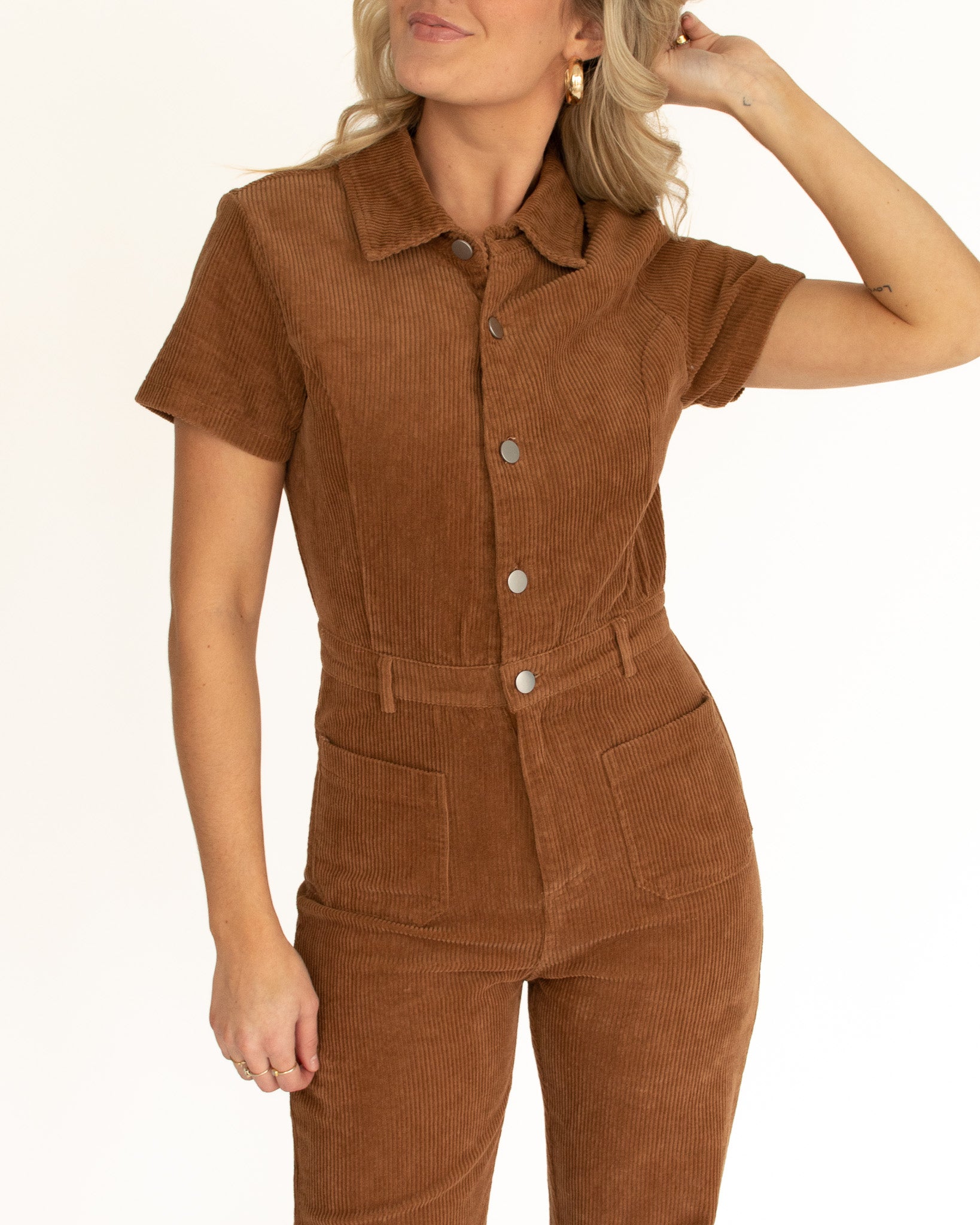 Morgan Corduroy Jumpsuit - Brown