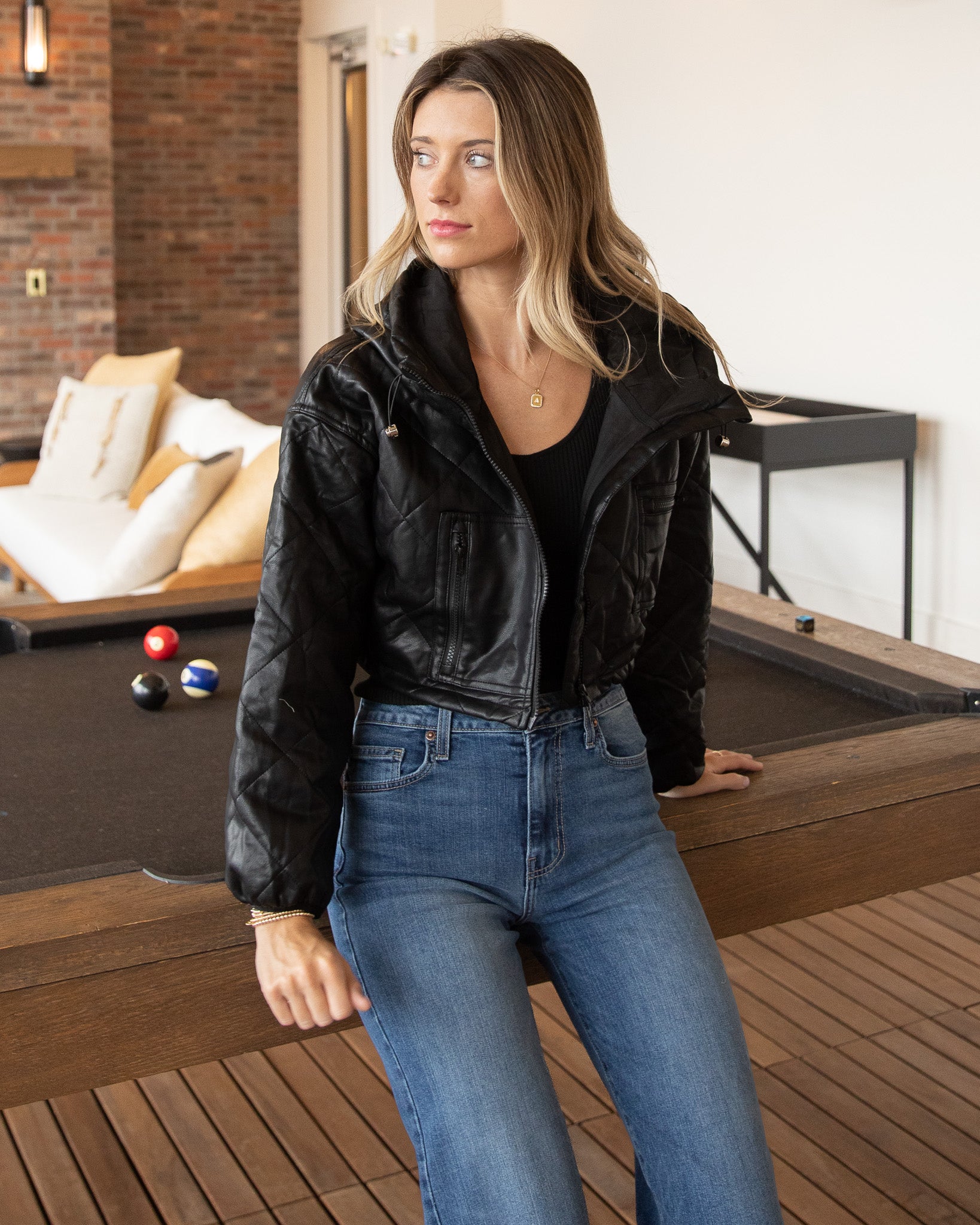Peyton Crop Jacket - Black