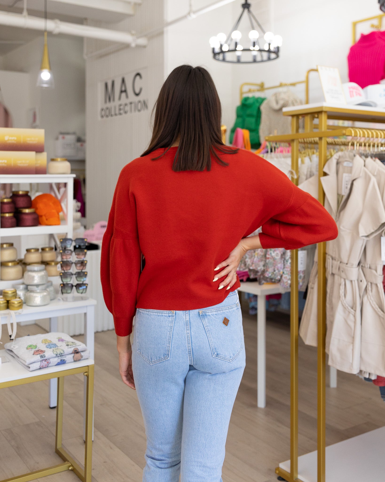 Balloon Sleeve Sweater - Lava Falls
