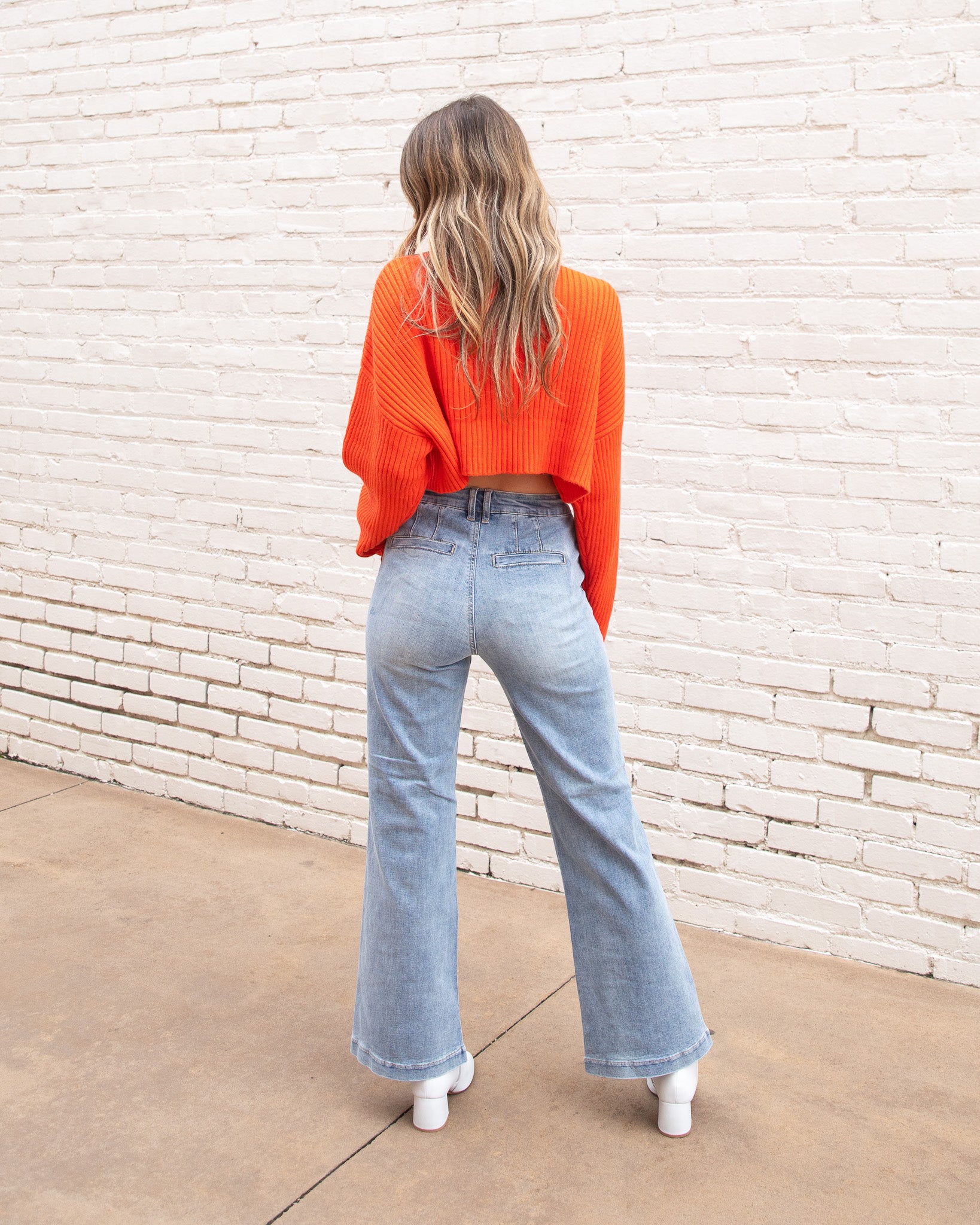 Cropped Turtleneck Sweater - Orange