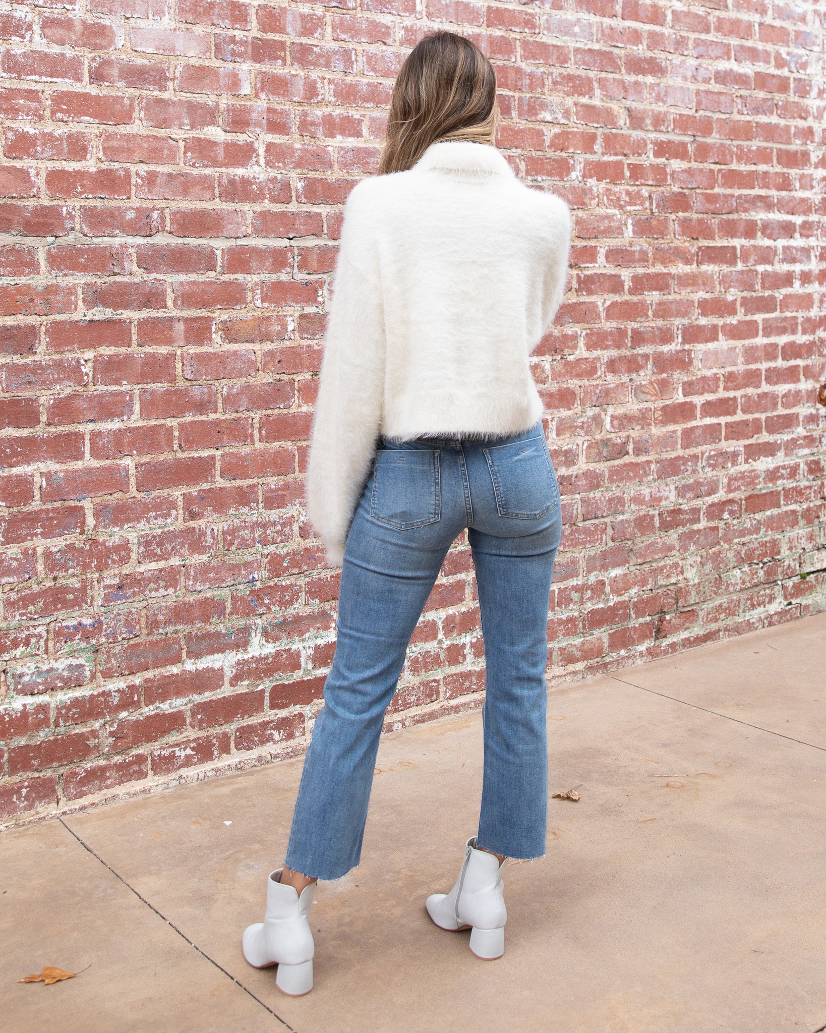 Mid-Rise Crop Mini Flare Jeans