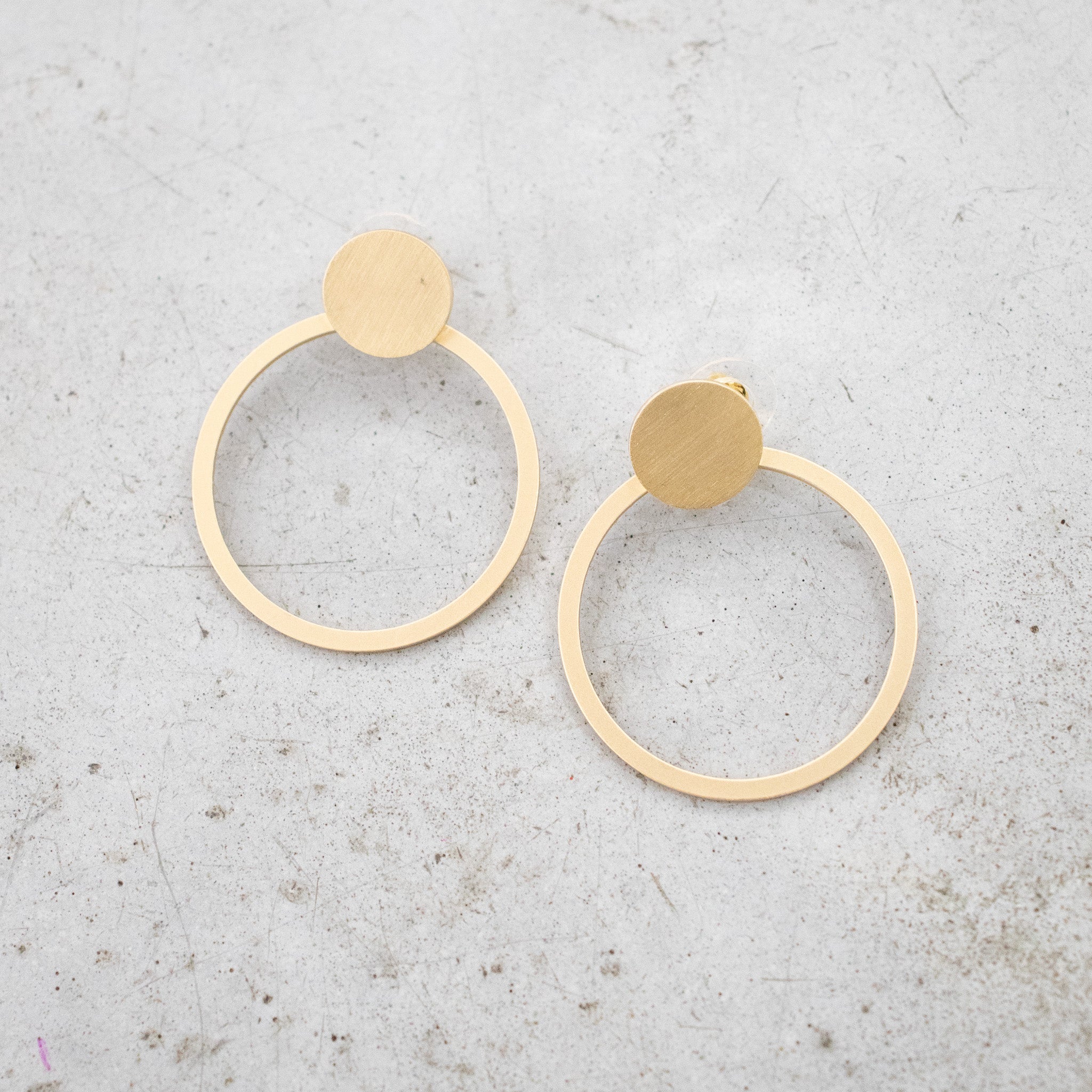 Matte Gold Circle Post Earring
