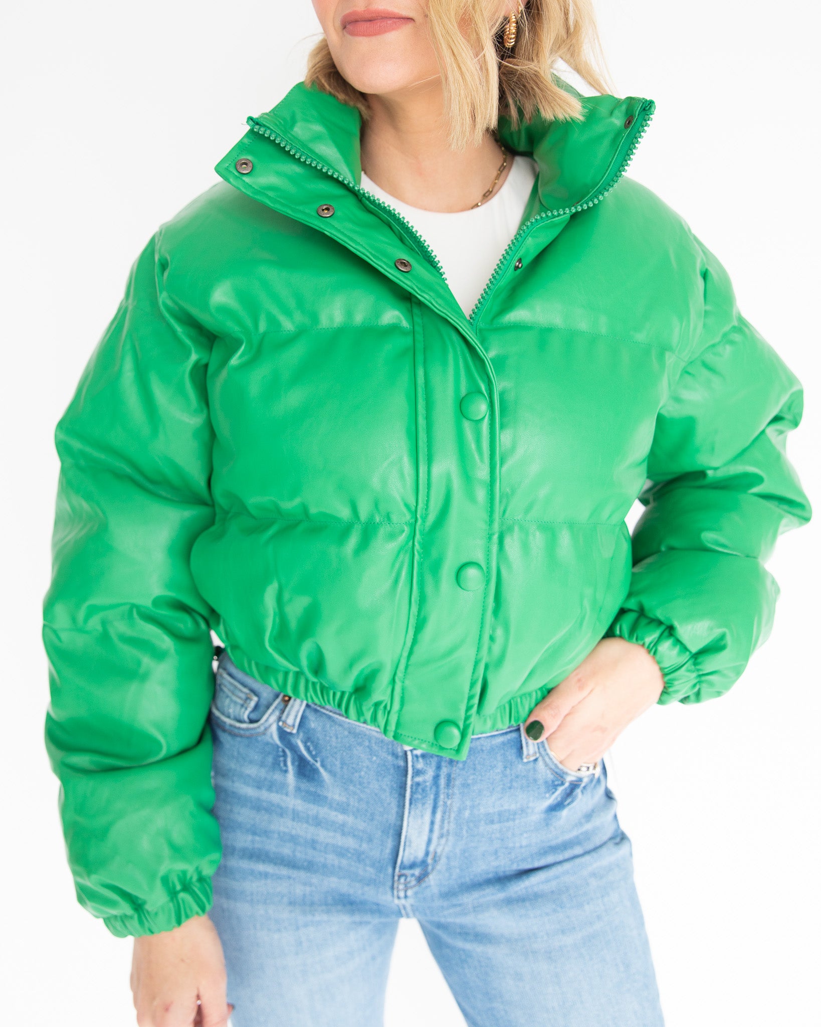 Green Cropped Puffer