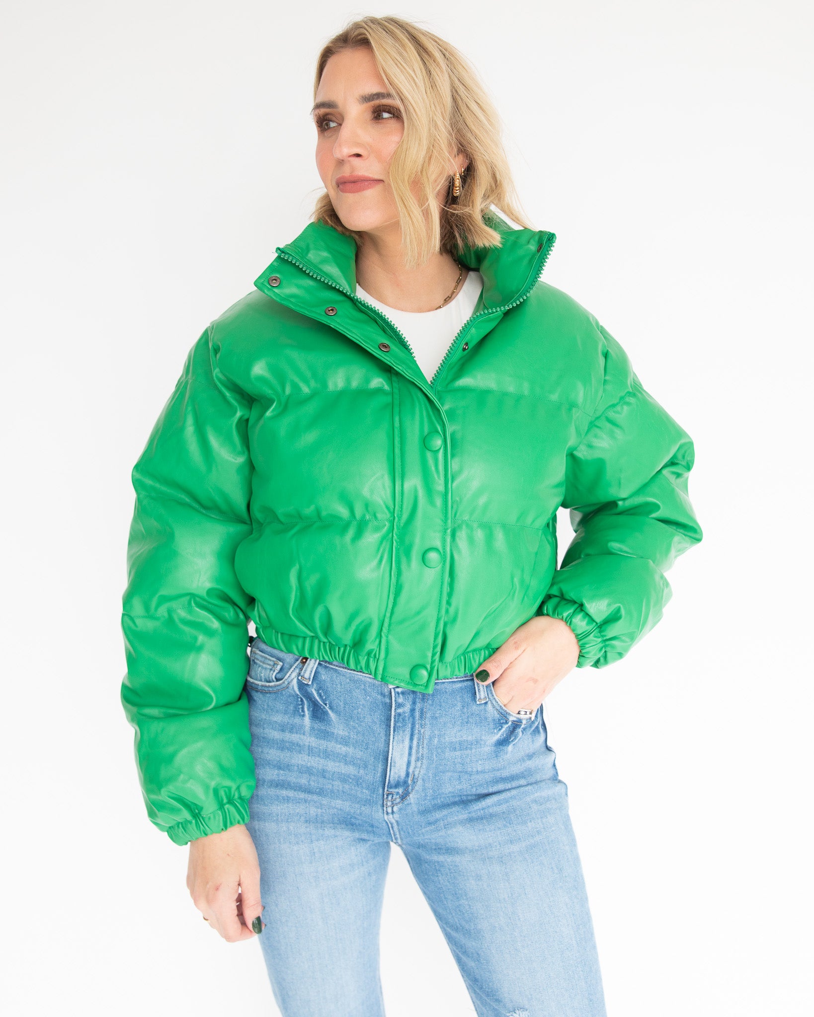 Green Cropped Puffer