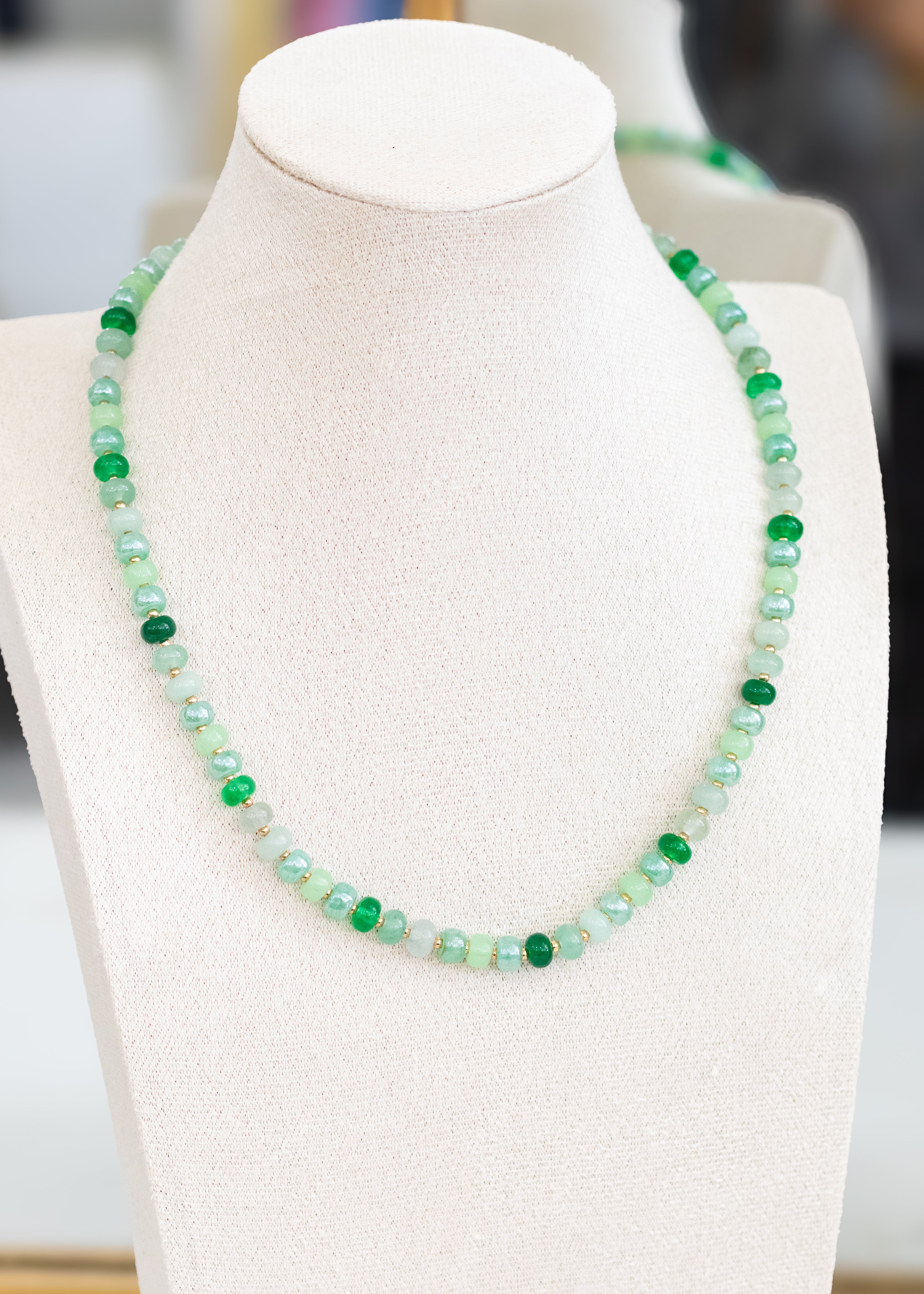 green marble beaded necklace
