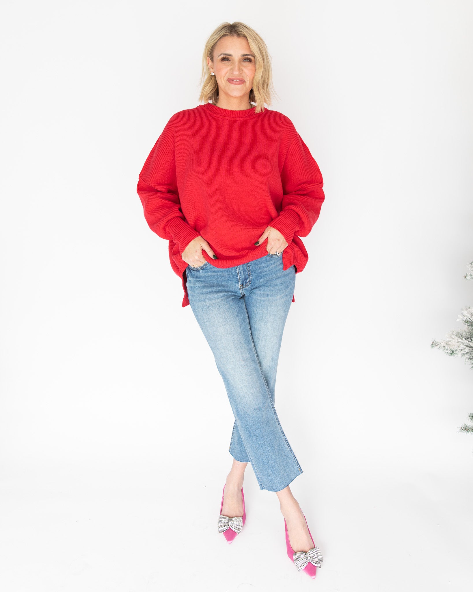 Under The Mistletoe Red Knit Sweater