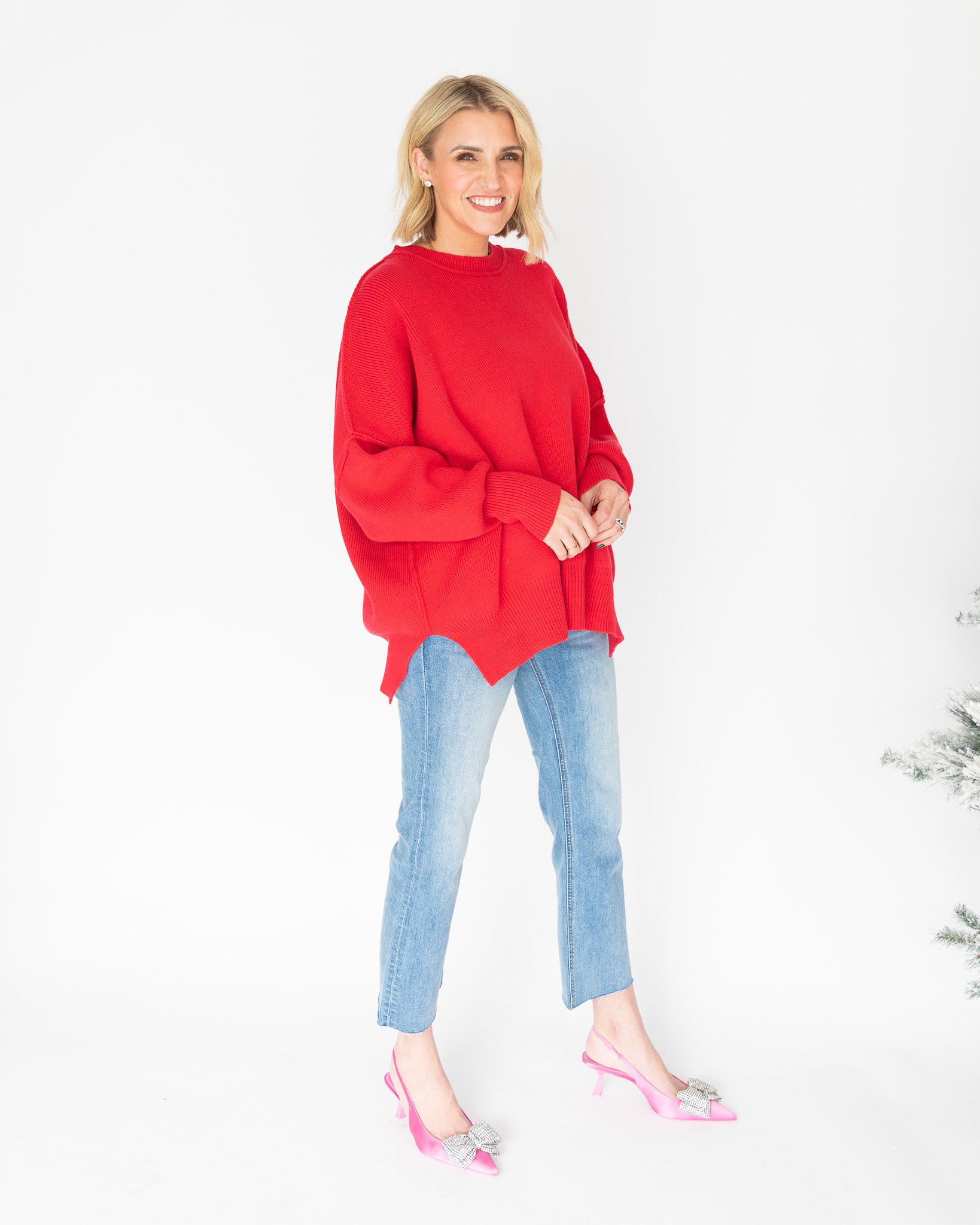 Under The Mistletoe Red Knit Sweater