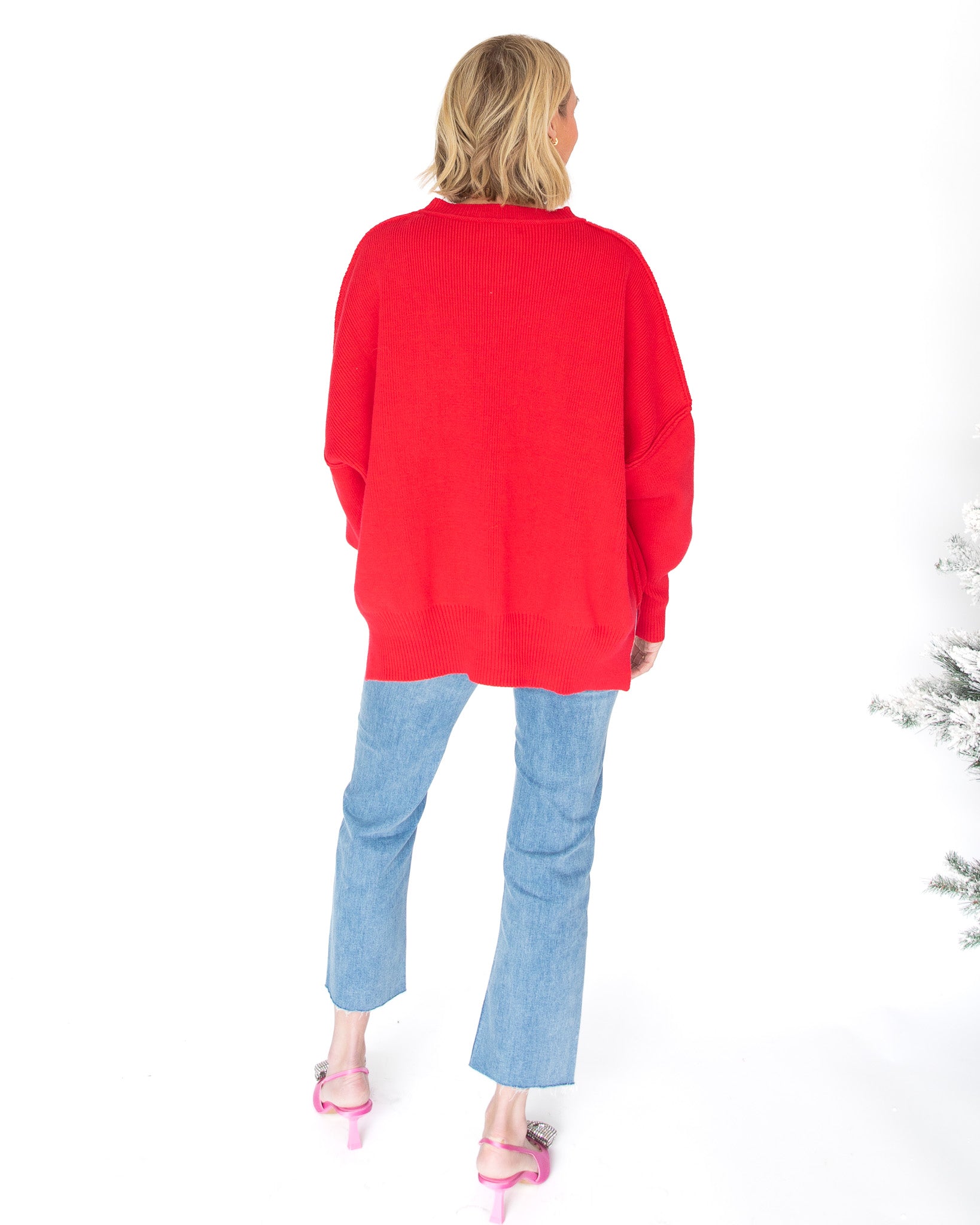 Under The Mistletoe Red Knit Sweater