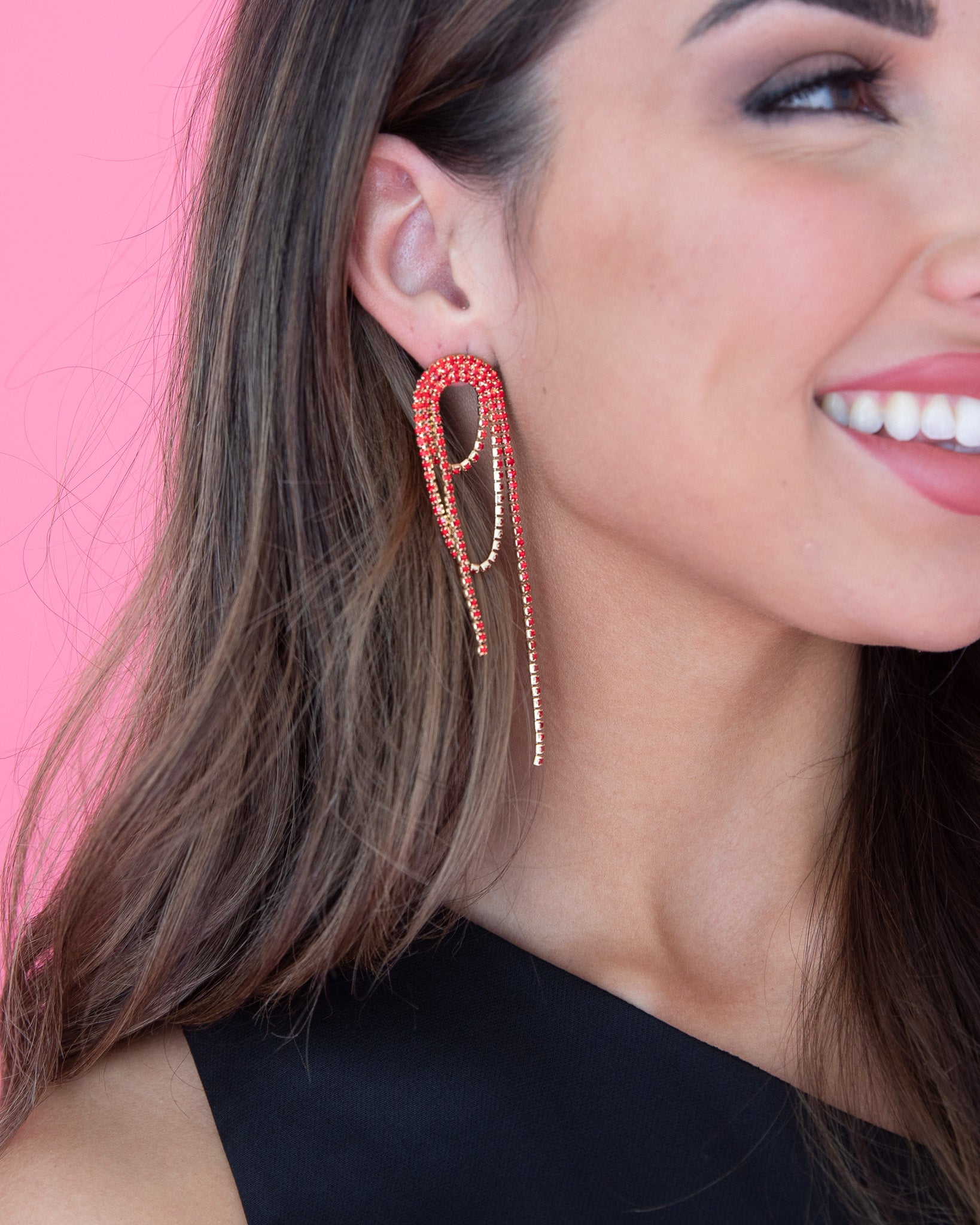 Red CZ Wrapped Post Earring