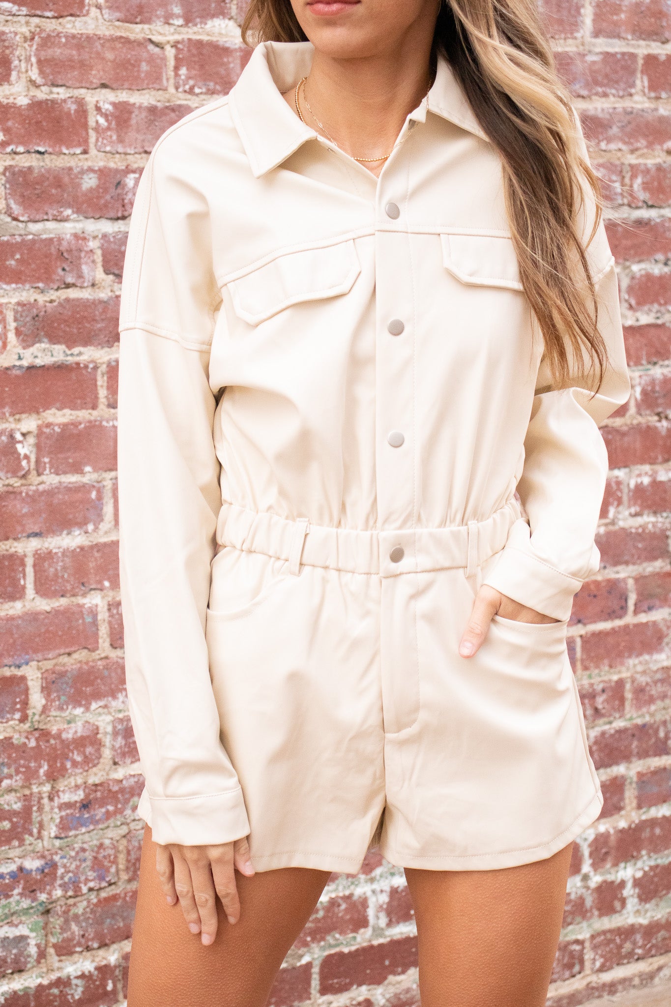 Samantha Faux Leather Romper