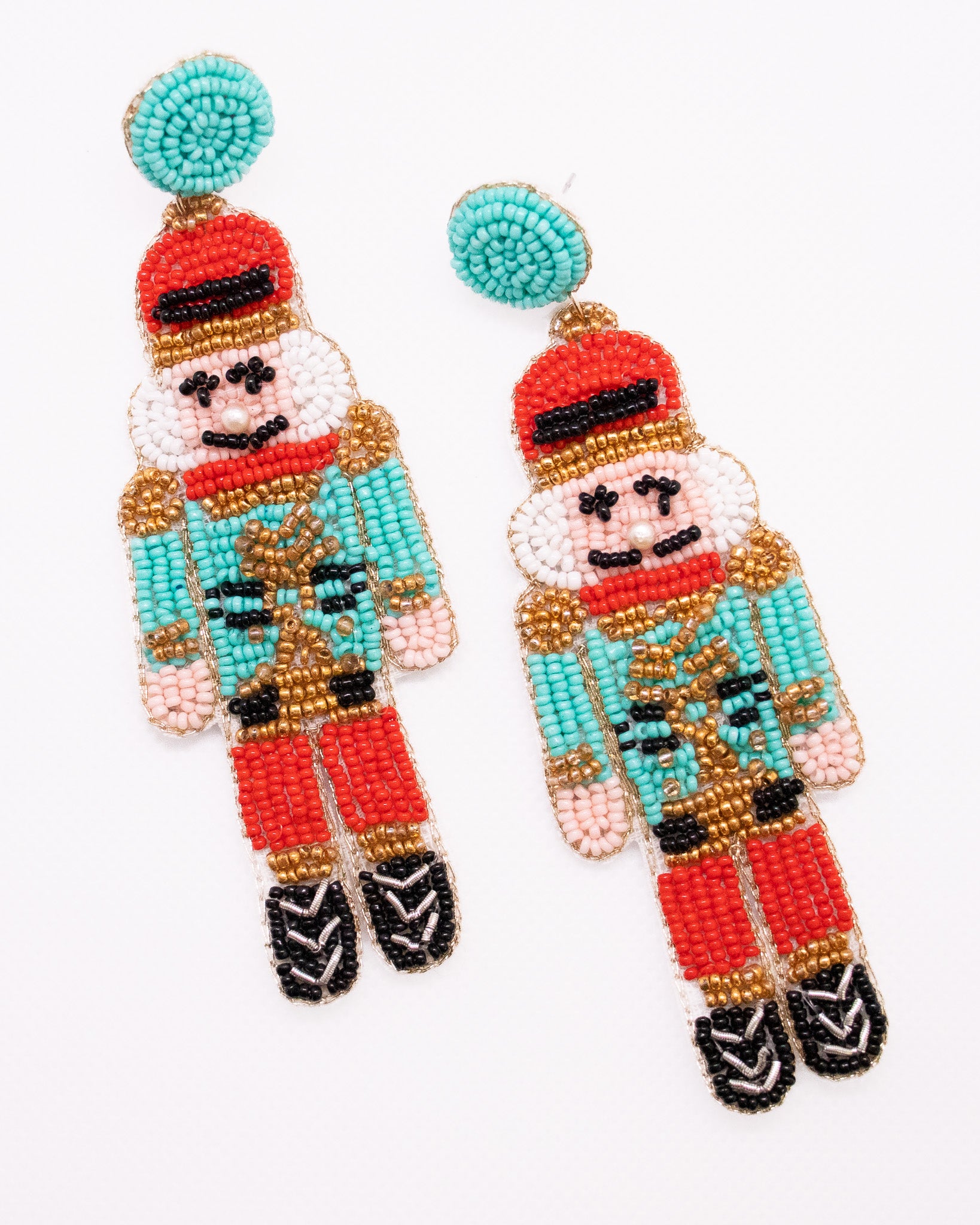 Nutcracker Soldiers Beaded Earring (Blue)