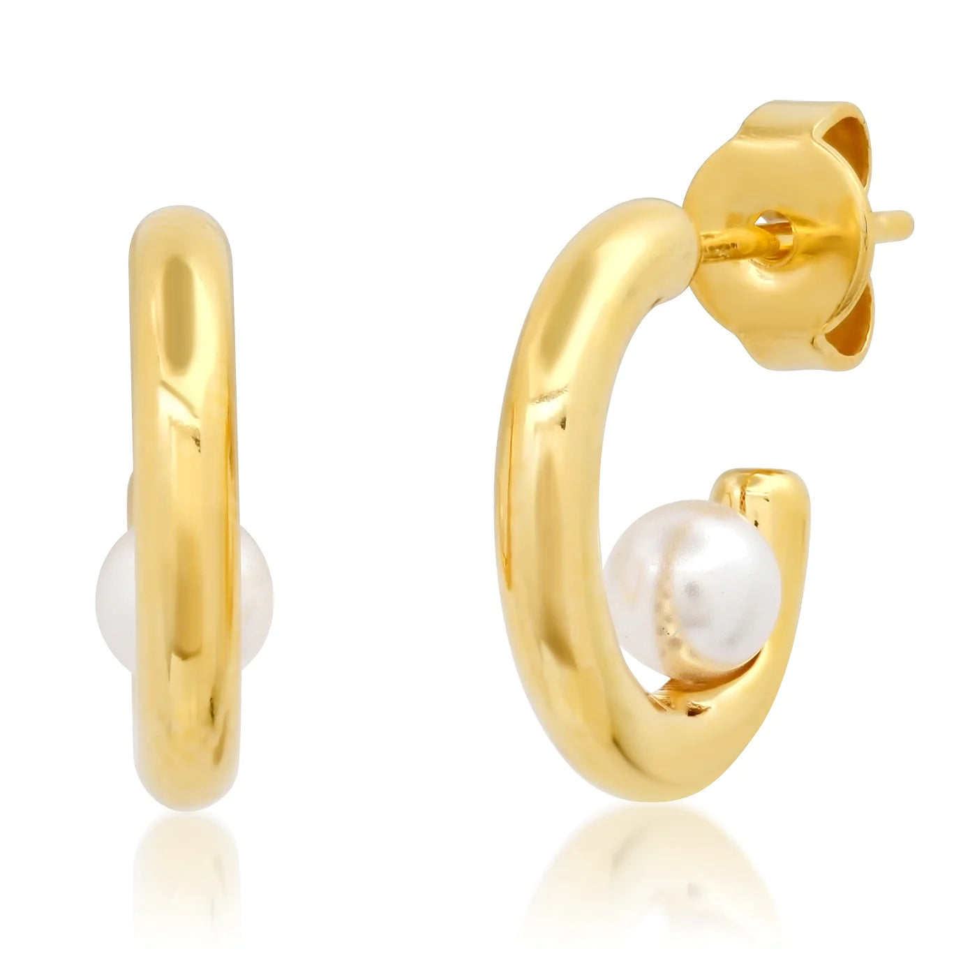 Gold Pearl Accent Mini Hoop