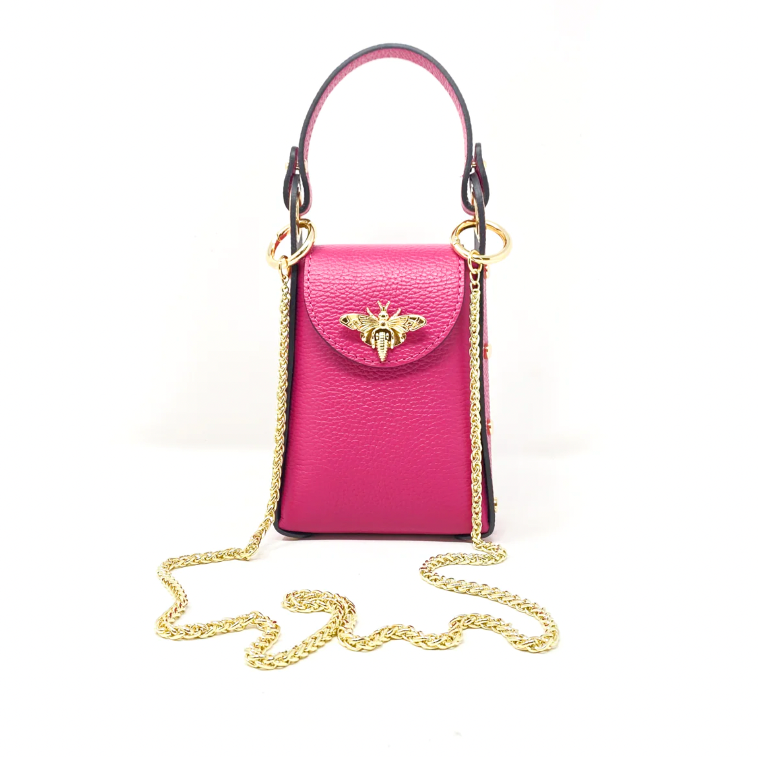 Fuschia Leather Butterfly Clutch