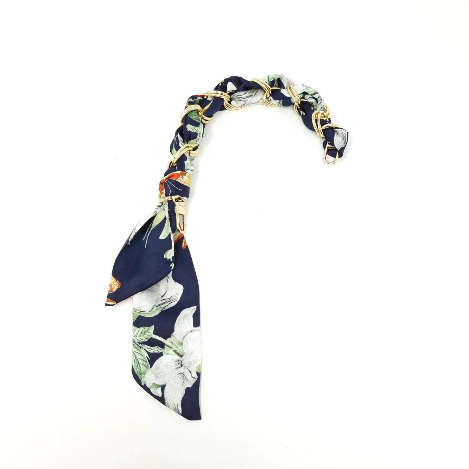 Navy/Green Short Scarf Chain Strap