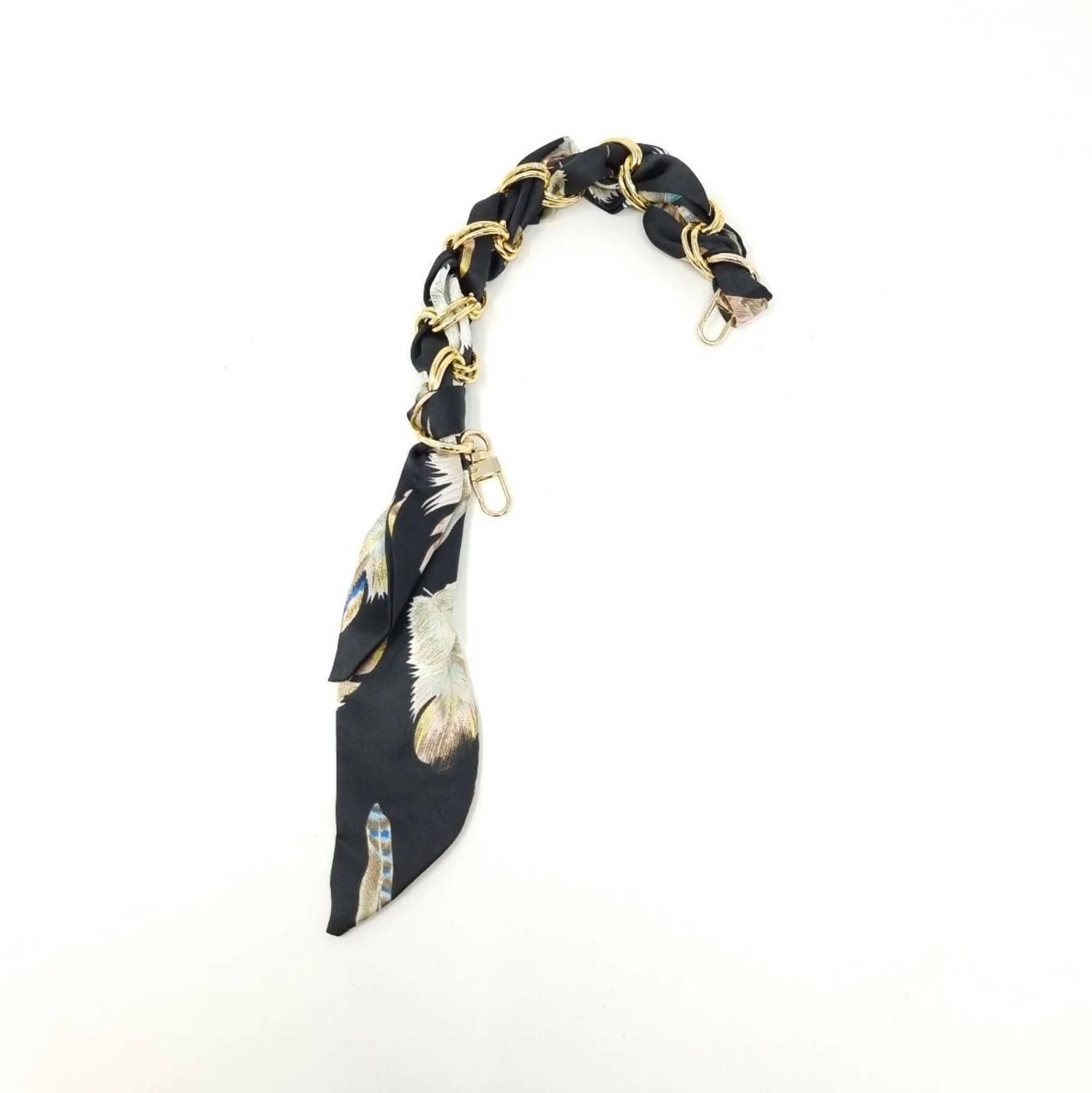 Navy Feather Short Scarf Chain Strap