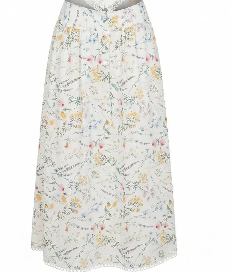 Floral patterned skirt on a white background