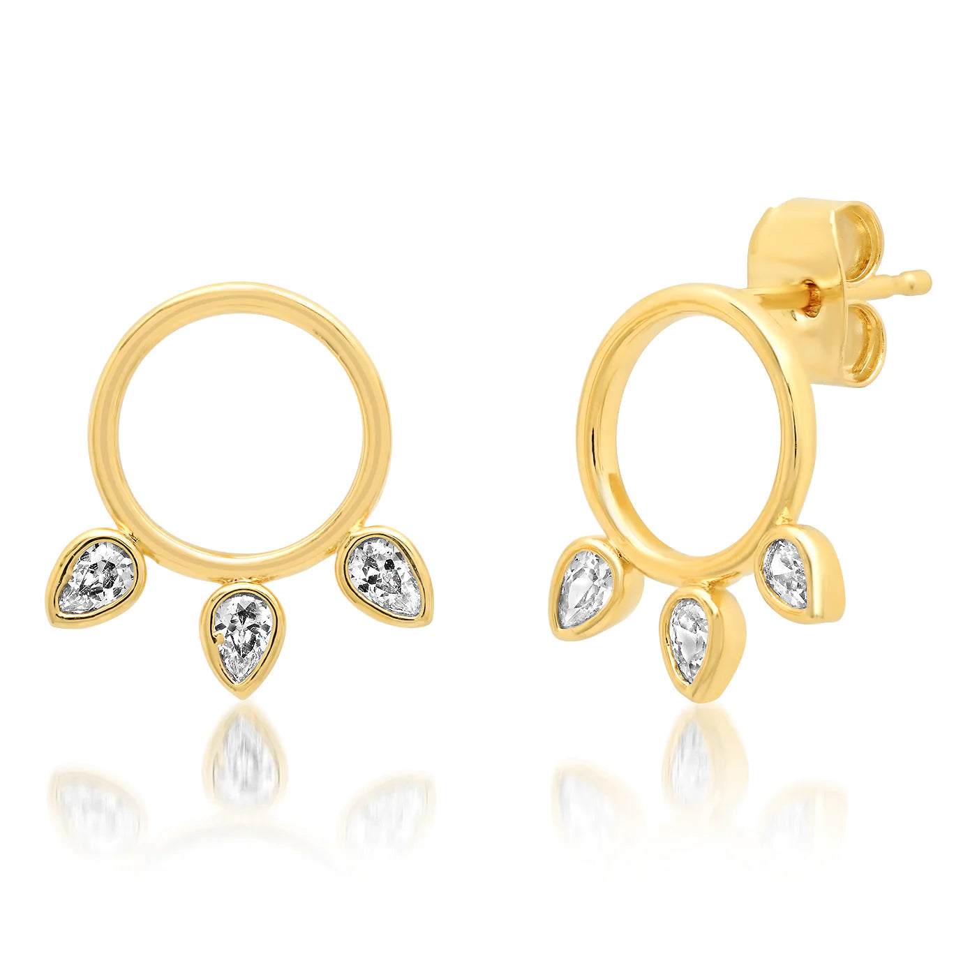 Gold Tear Shape CZ Stud