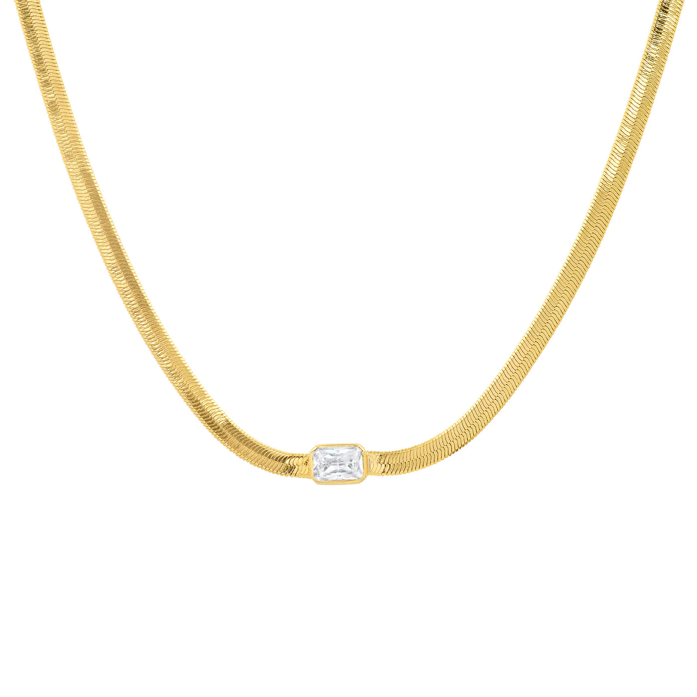 Herringbone Chain Stone Necklace
