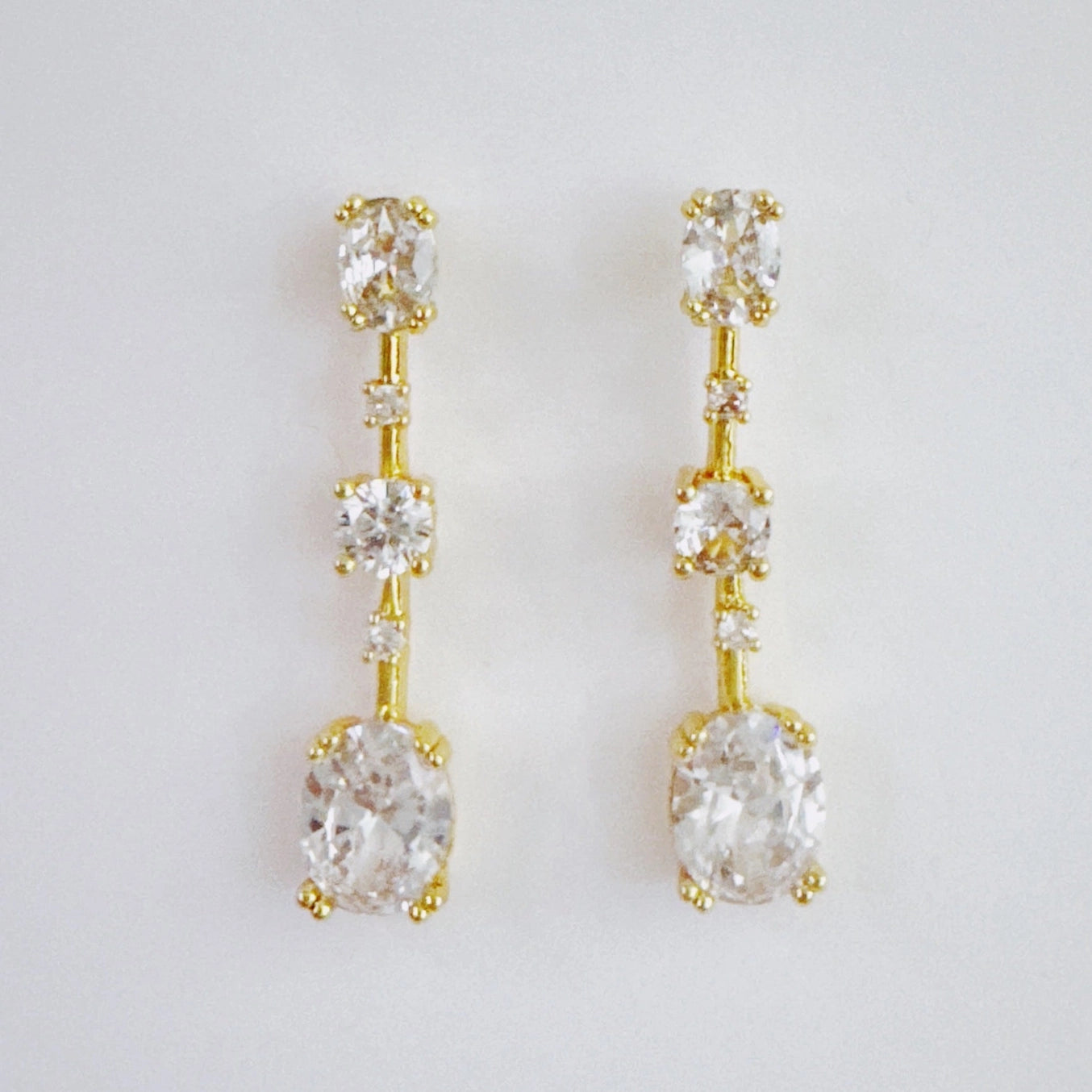 gold CZ stone drop earrings